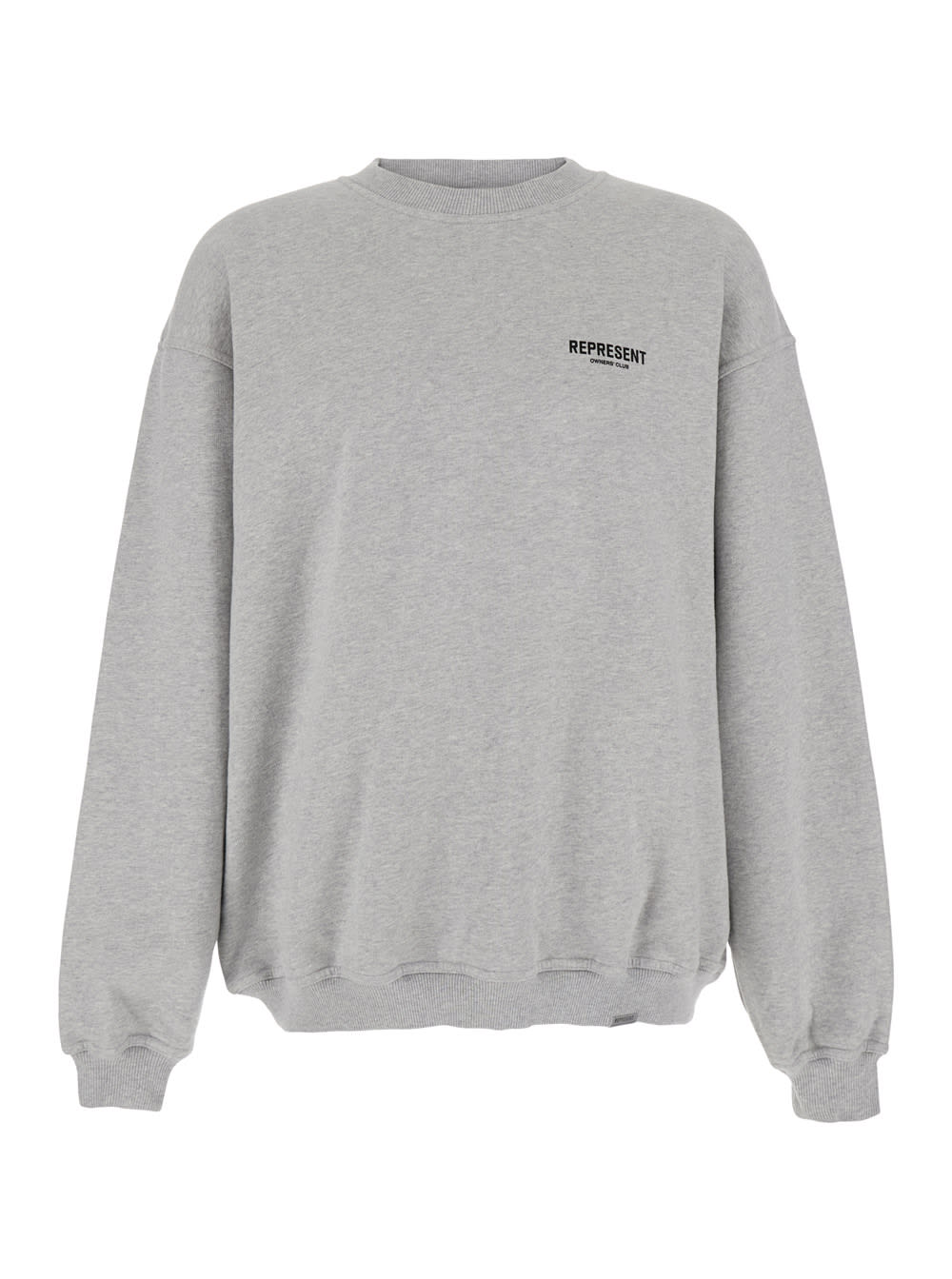 REPRESENT Grey Crewneck Sweatshirt With Logo Lettering On The Front And Maxi Logo Print On The Rear In Cotton Man