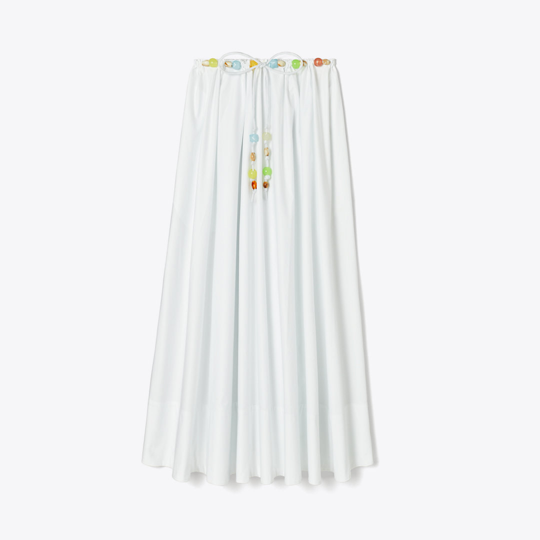 Tory Burch Beaded Cotton Poplin Skirt