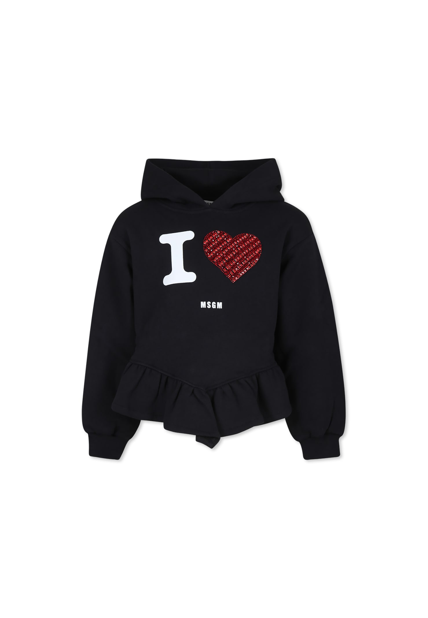 MSGM Black Sweatshirt For Girl With Logo