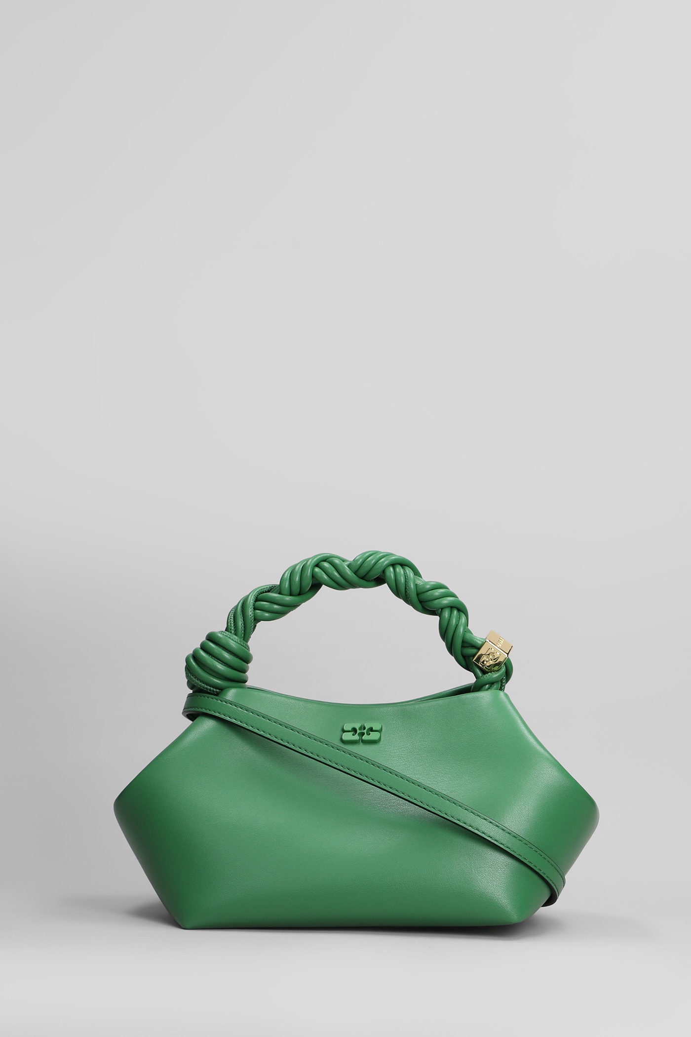 Ganni Bou Bag Small Hand Bag In Green Leather