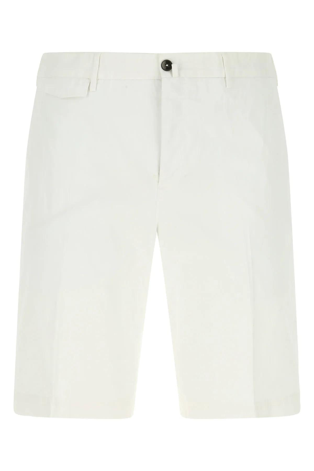 PT Torino White Stretch Cotton Bermuda Shorts