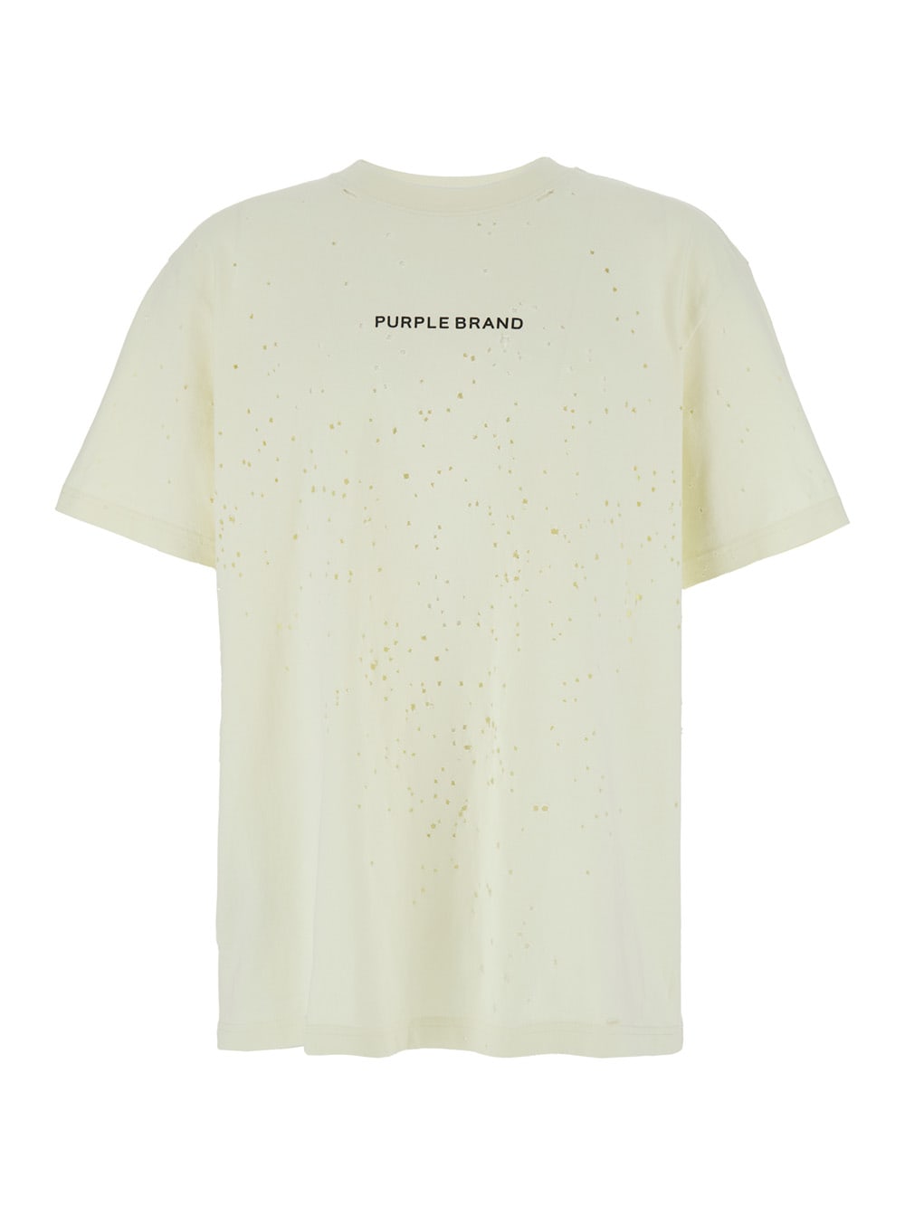Purple Brand White Crewneck T-shirt With Logo Lettering On The Front In Cotton Man