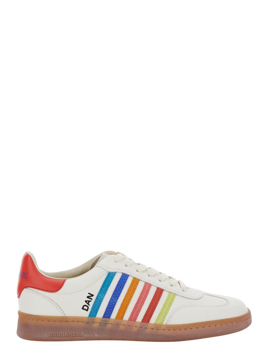 Beige Low Top Sneaker With Logo On The Tongue And Contrast Heel Tab With Logo In Leather Man