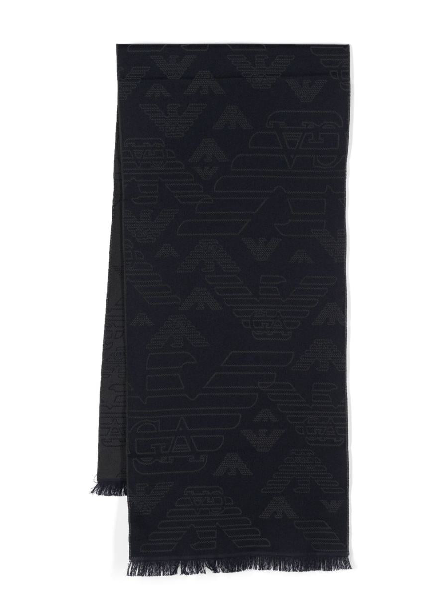 Emporio Armani Allover Logo Wool Scarf