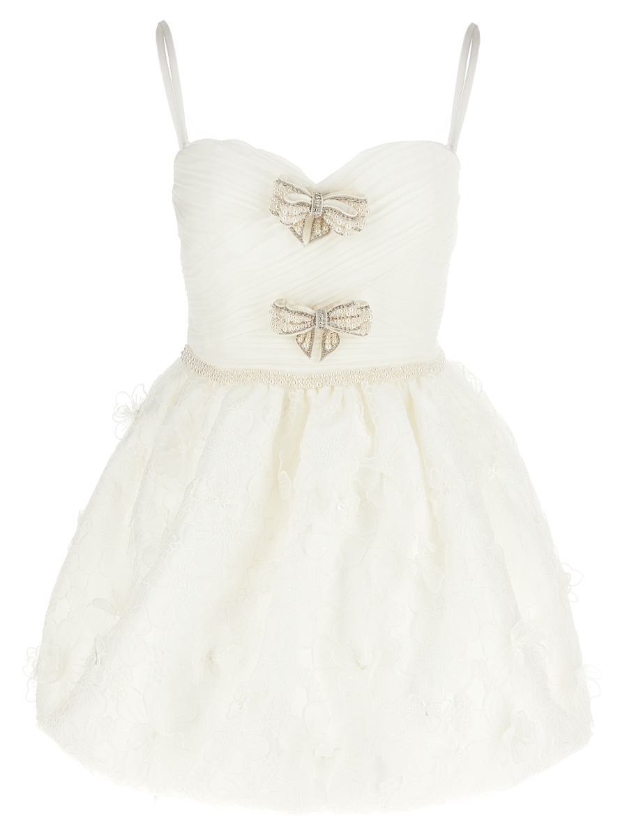 Self-Portrait 'White Organza Bow Mini' Dress