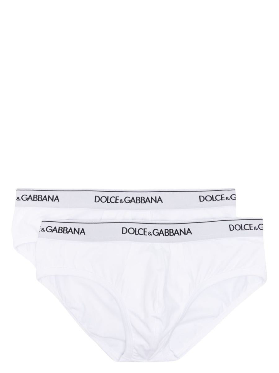 Dolce & Gabbana Pack Of 2 White Cotton Briefs With Black Logo