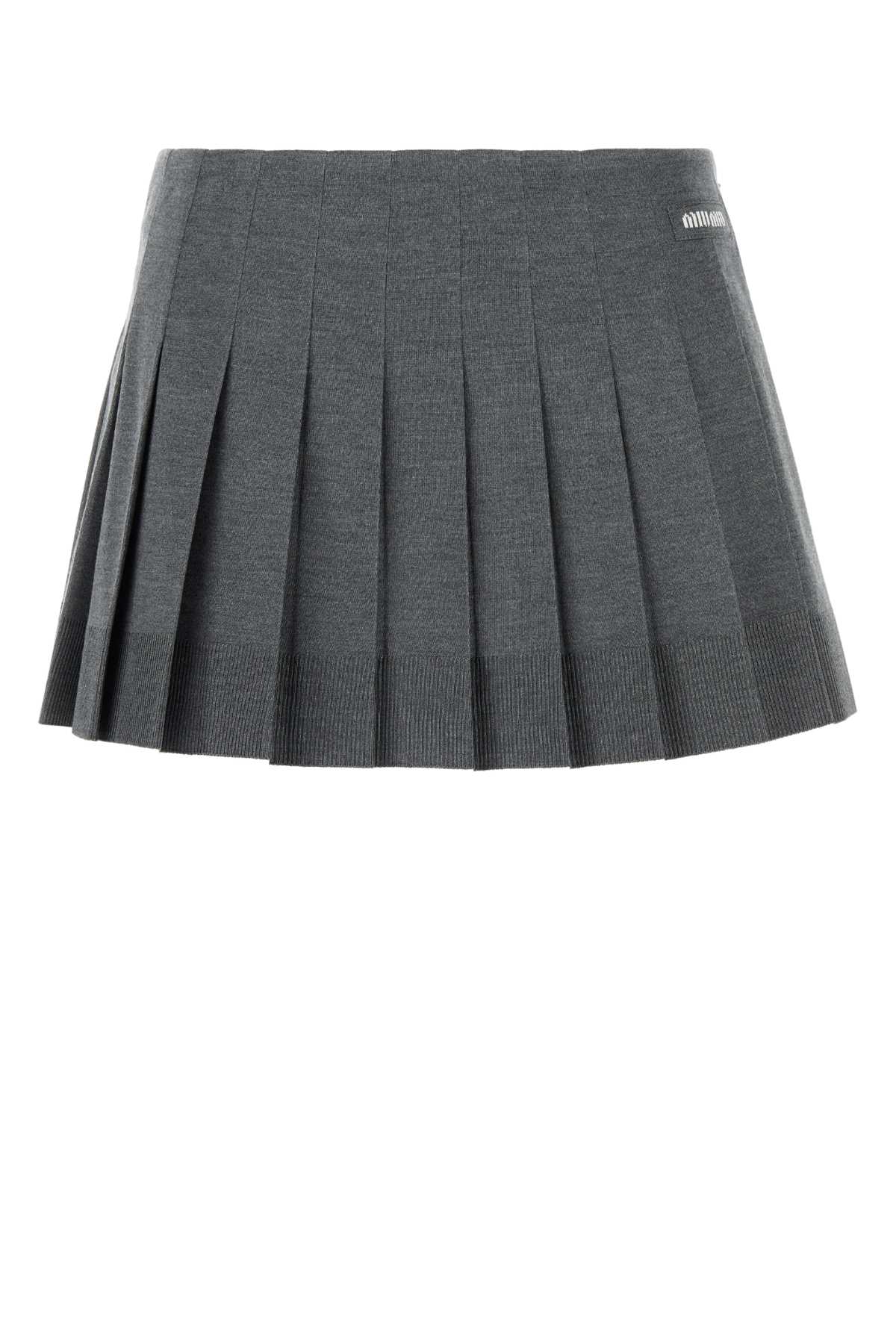 Miu Miu Dark Grey Silk Blend Mini Skirt