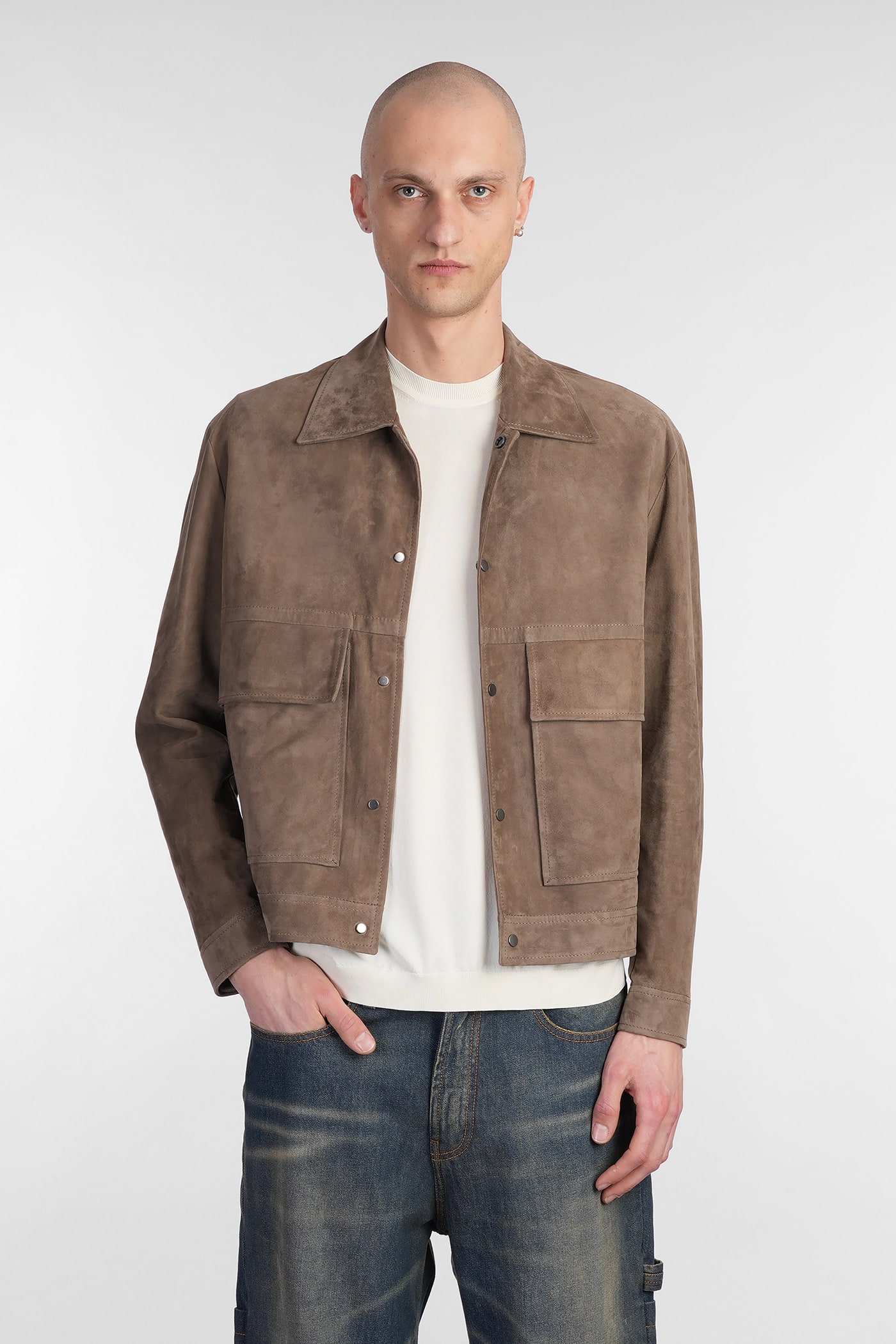 Salvatore Santoro Leather Jacket In Taupe Leather