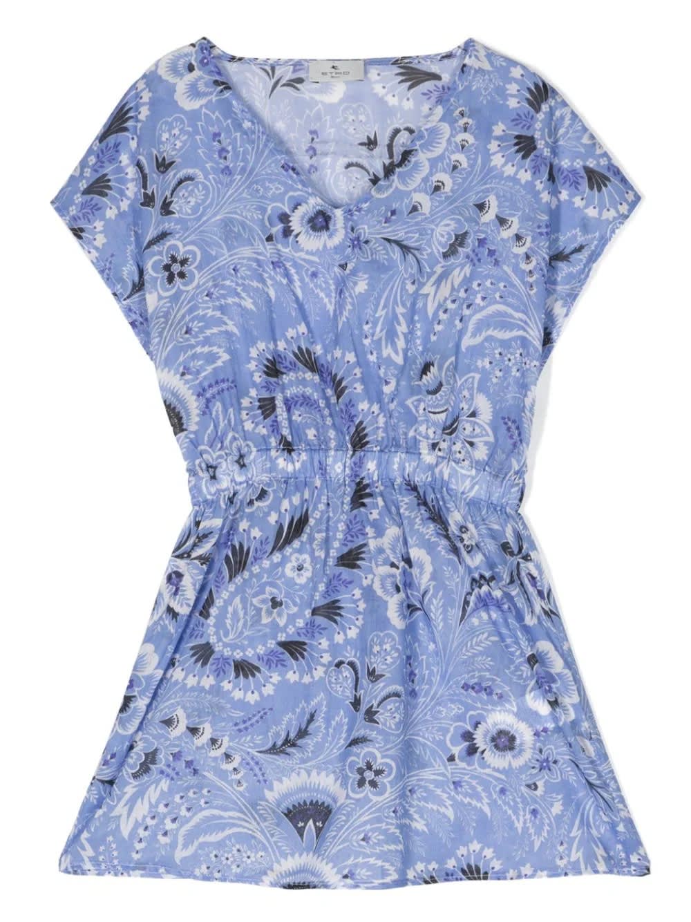 Etro Light Blue Dress With Paisley Print