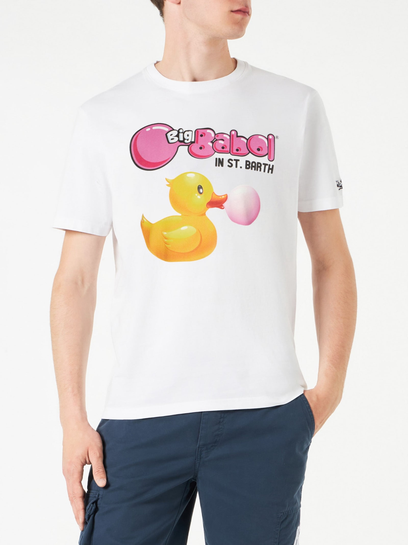 MC2 Saint Barth Man Cotton T-shirt With Ducky Big Babol Print Big Babol Special Edition