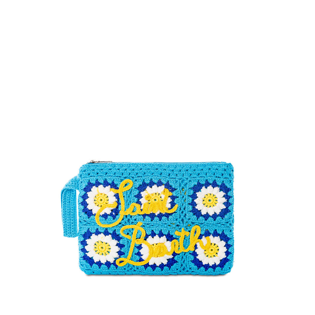 MC2 Saint Barth Parisienne Crochet Pouch Bag With Daisy Embroidery