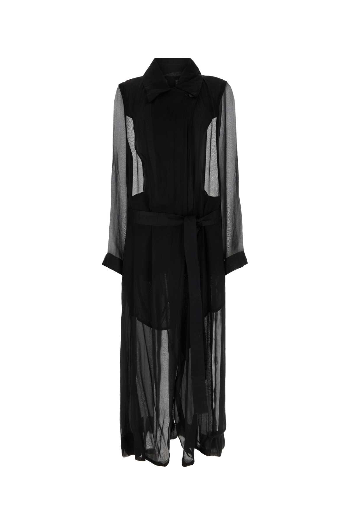 Ann Demeulemeester Black Crepe Georgine Trench Coat