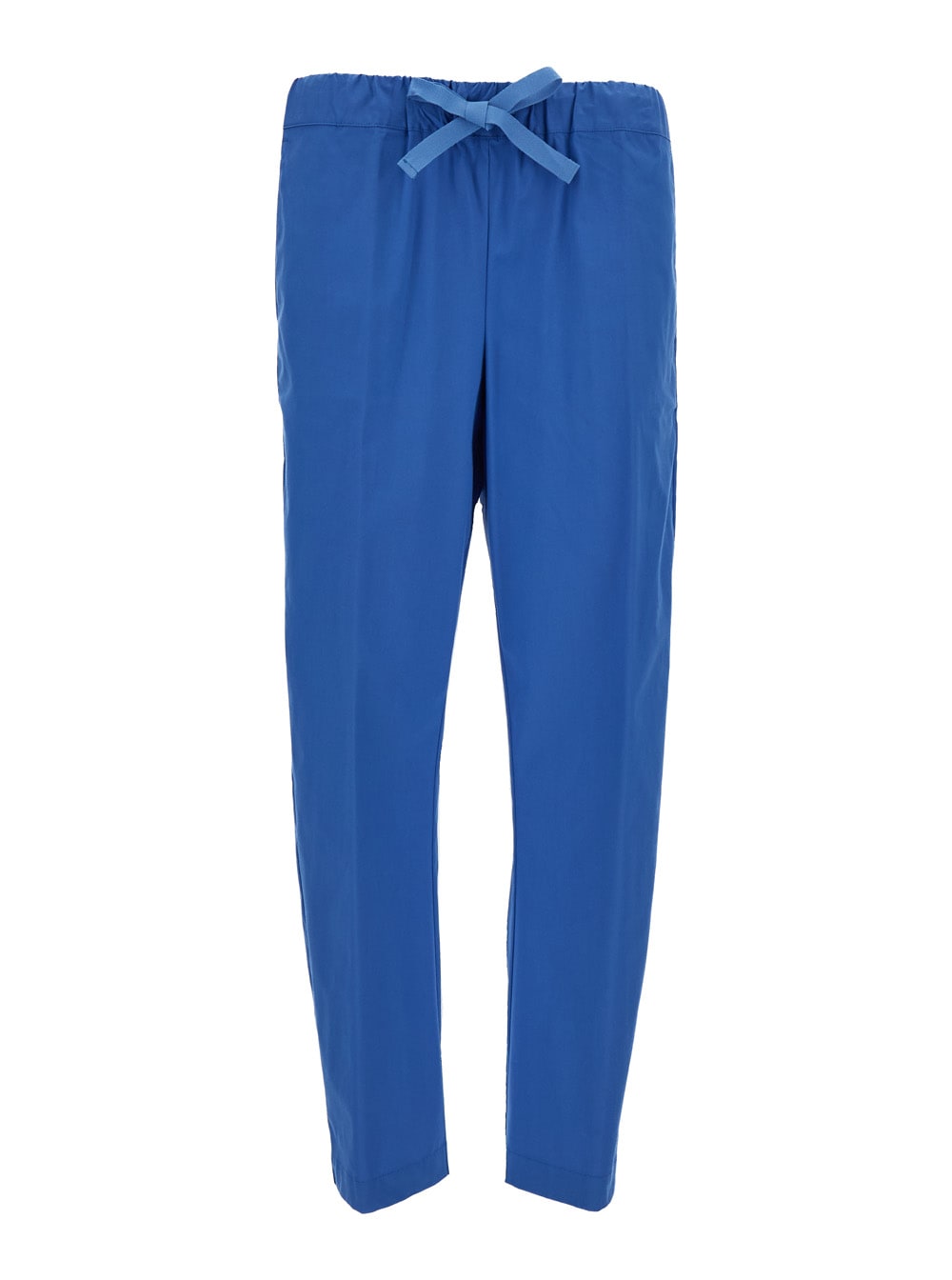 SEMICOUTURE Blue Crop Cut Pants In Cotton Blend Woman