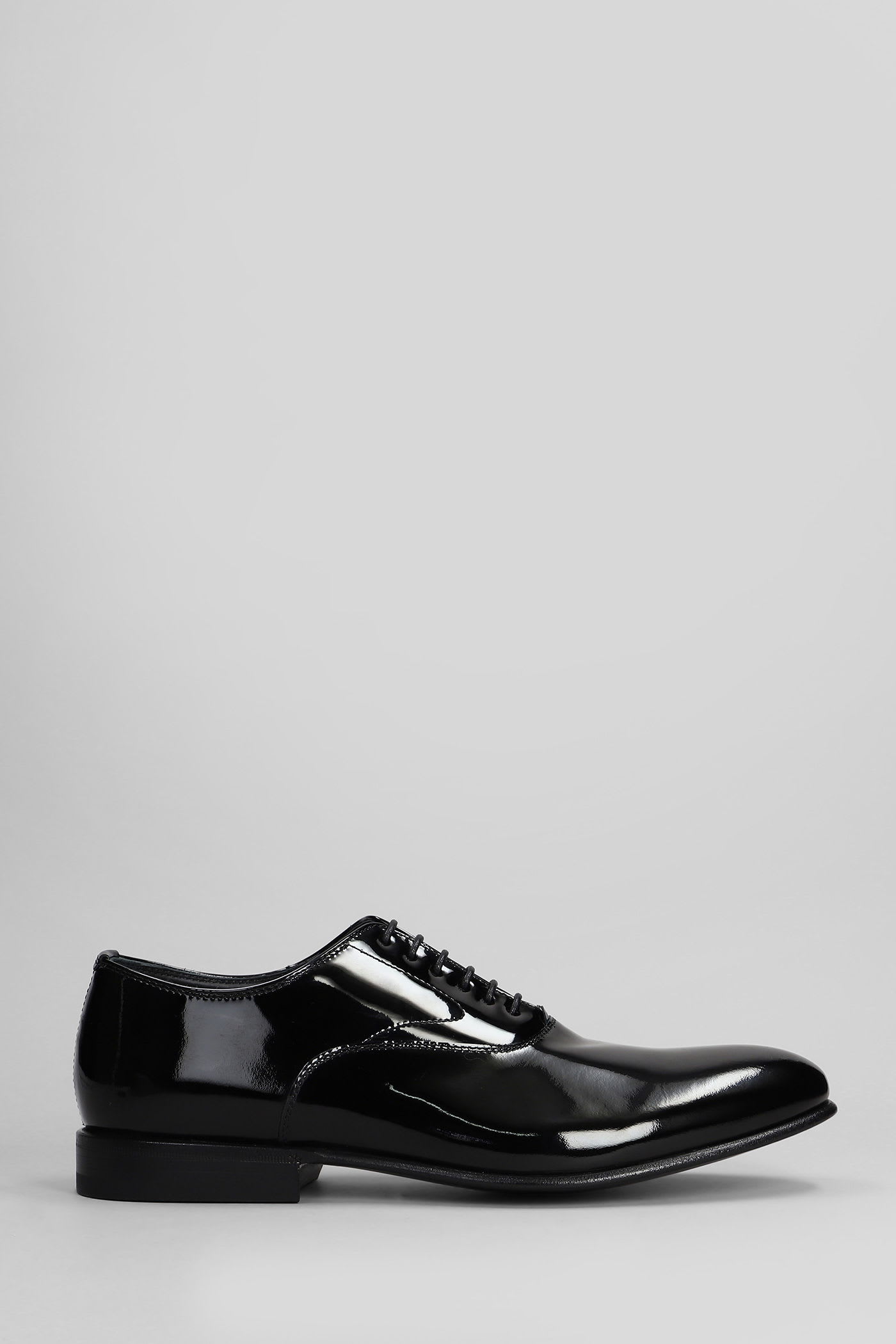 Green George Lace Up Shoes In Black Patent Leather