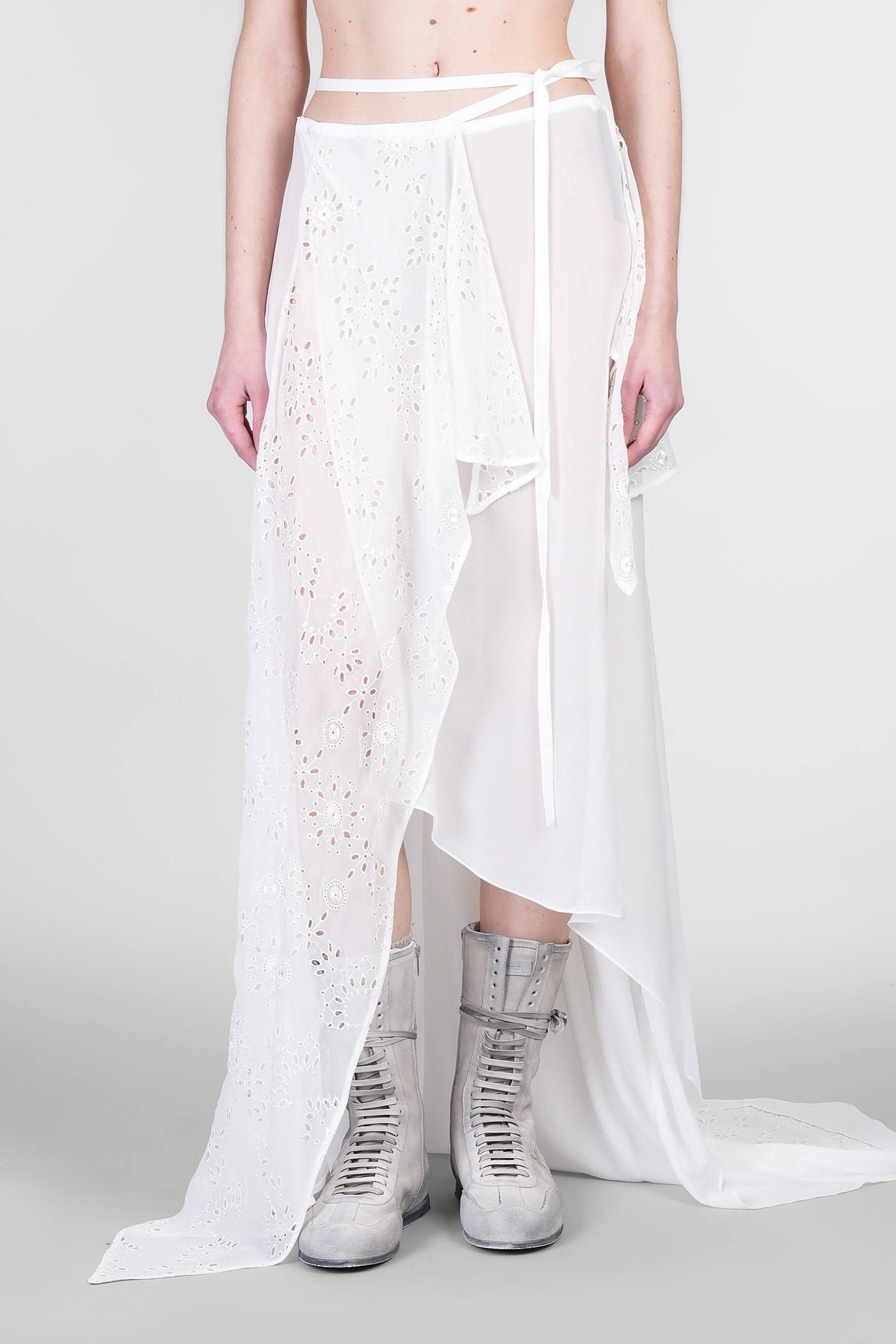 Ann Demeulemeester Sirka Skirt In White Silk