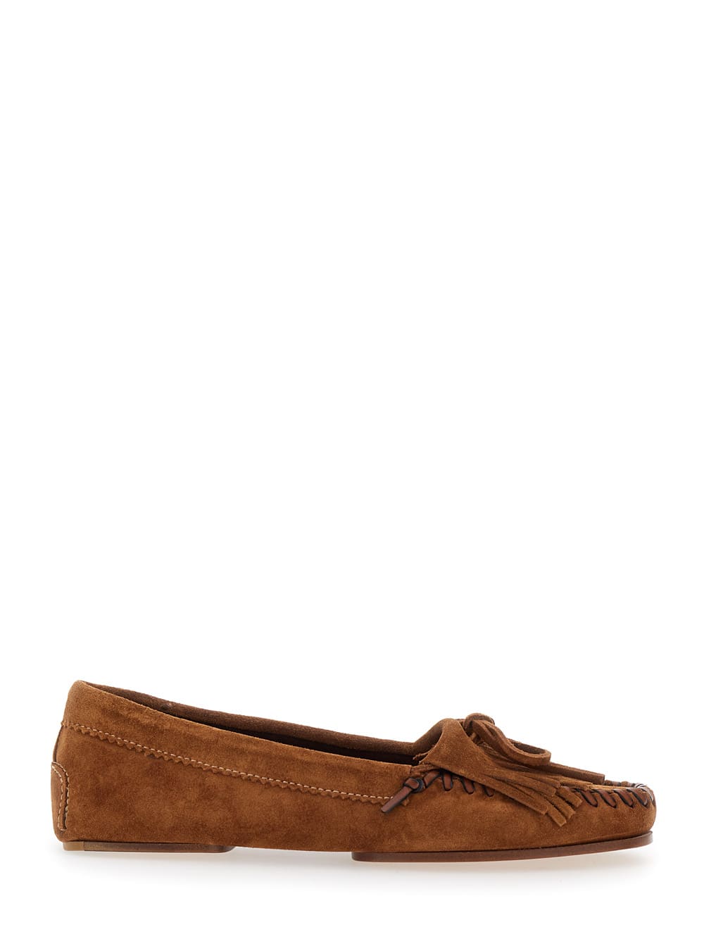 Paris Texas indiana Brown Loafers With Fringes In Suede Woman