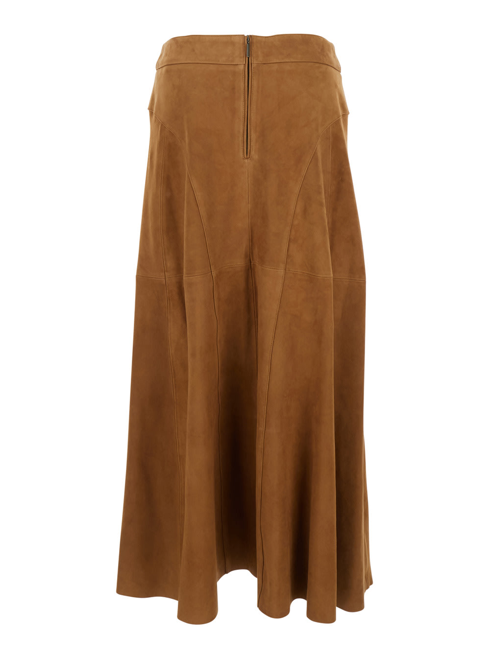 ARMA irina Brown Skirt With Inserts Design And Closure On The Back In Suede Woman