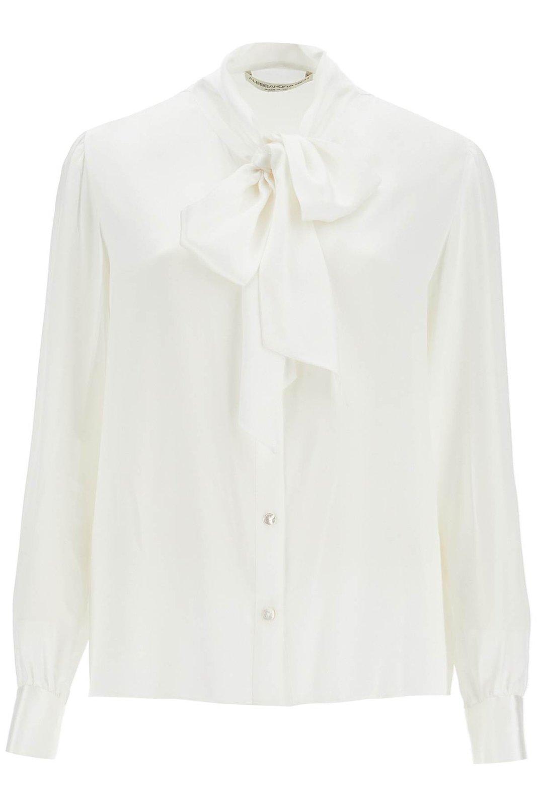 Alessandra Rich Pussy-bow Satin Blouse