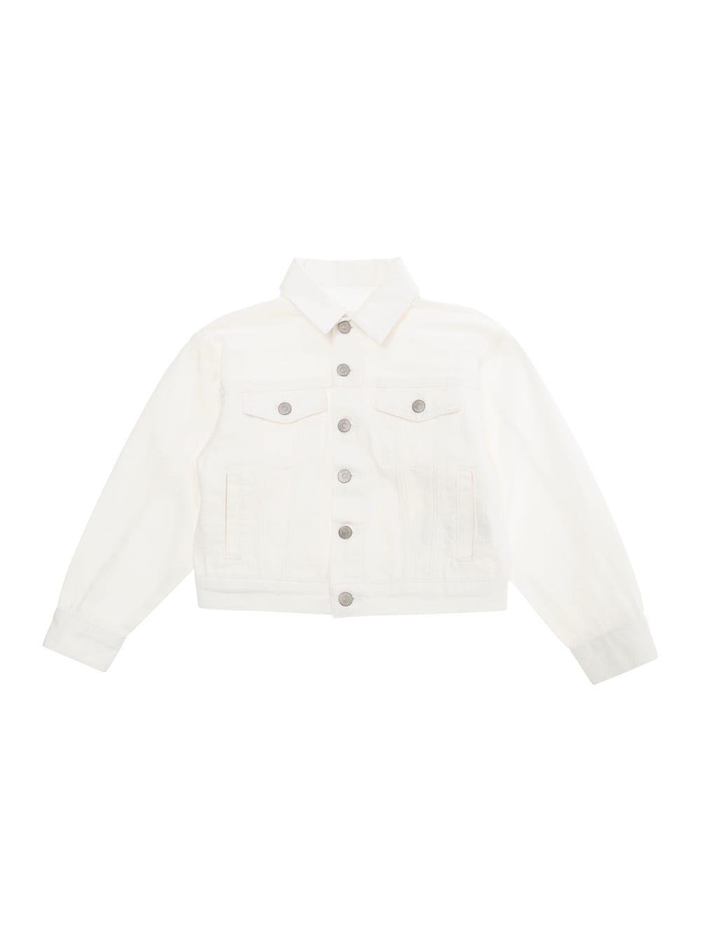 MM6 Maison Margiela White Jacket With Classic Collar And Logo Lettering Embroidery On The Rear In Cotton Boy