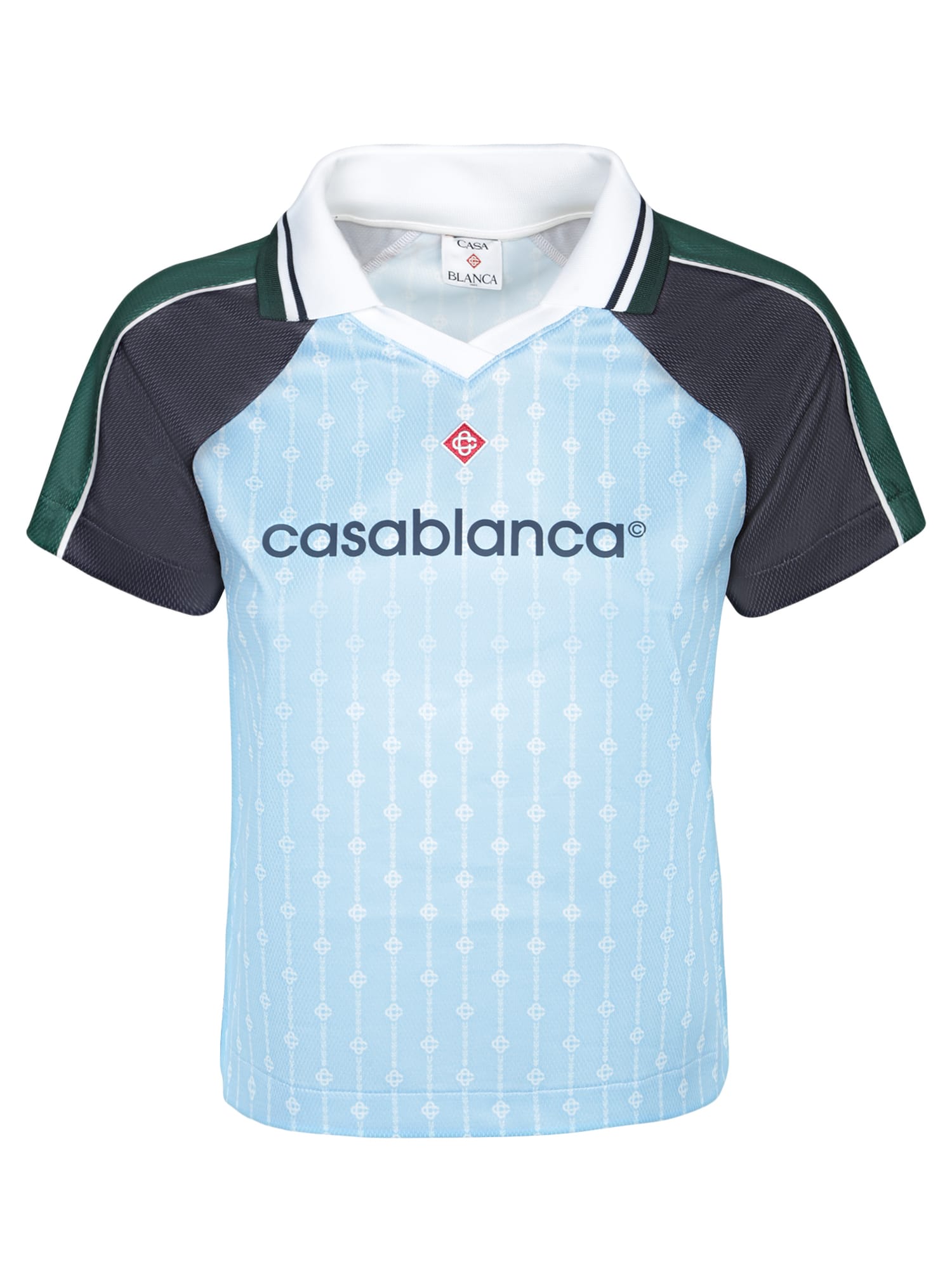 Casablanca Light Blue Logo Mesh Polo Shirt