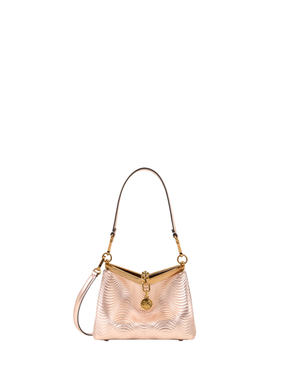 Etro, Sac Vela En Cuir Lamé Petit Modèle, Femme, Rose Poudre