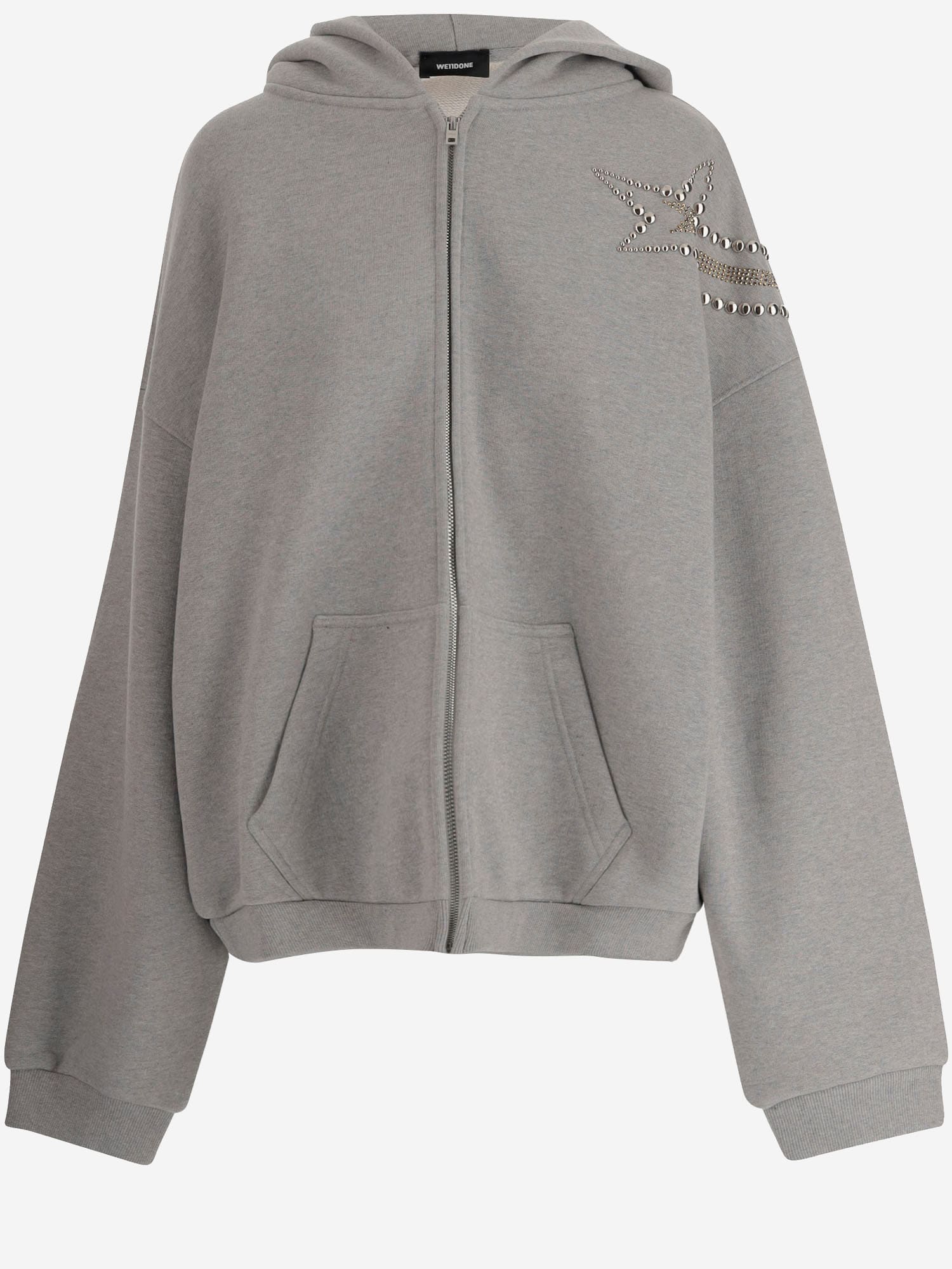 WE11 DONE Cotton Sweatshirt With Rhinestones And Studs