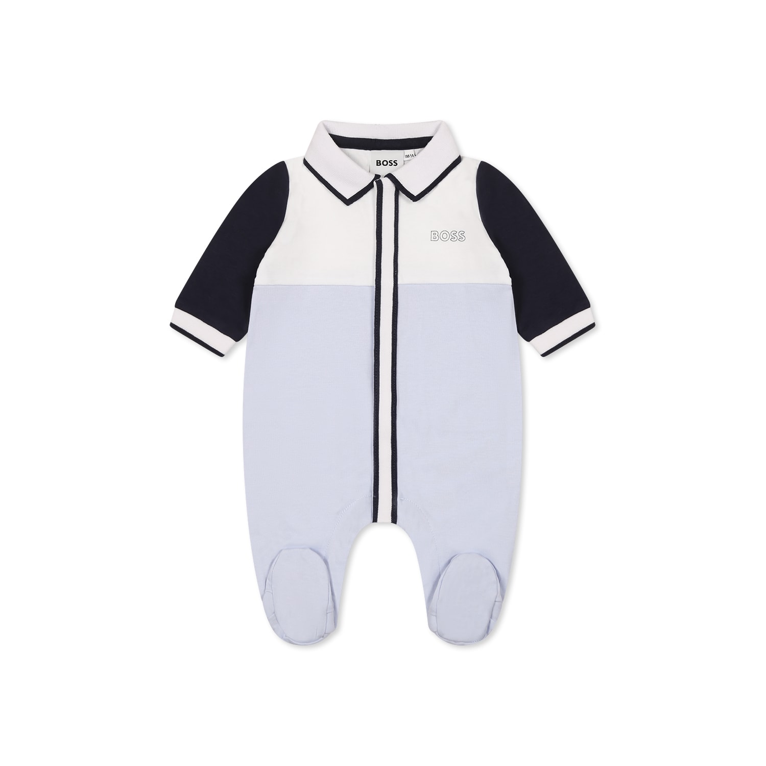Hugo Boss Light Blue Babygrow For Baby Boy With Logo