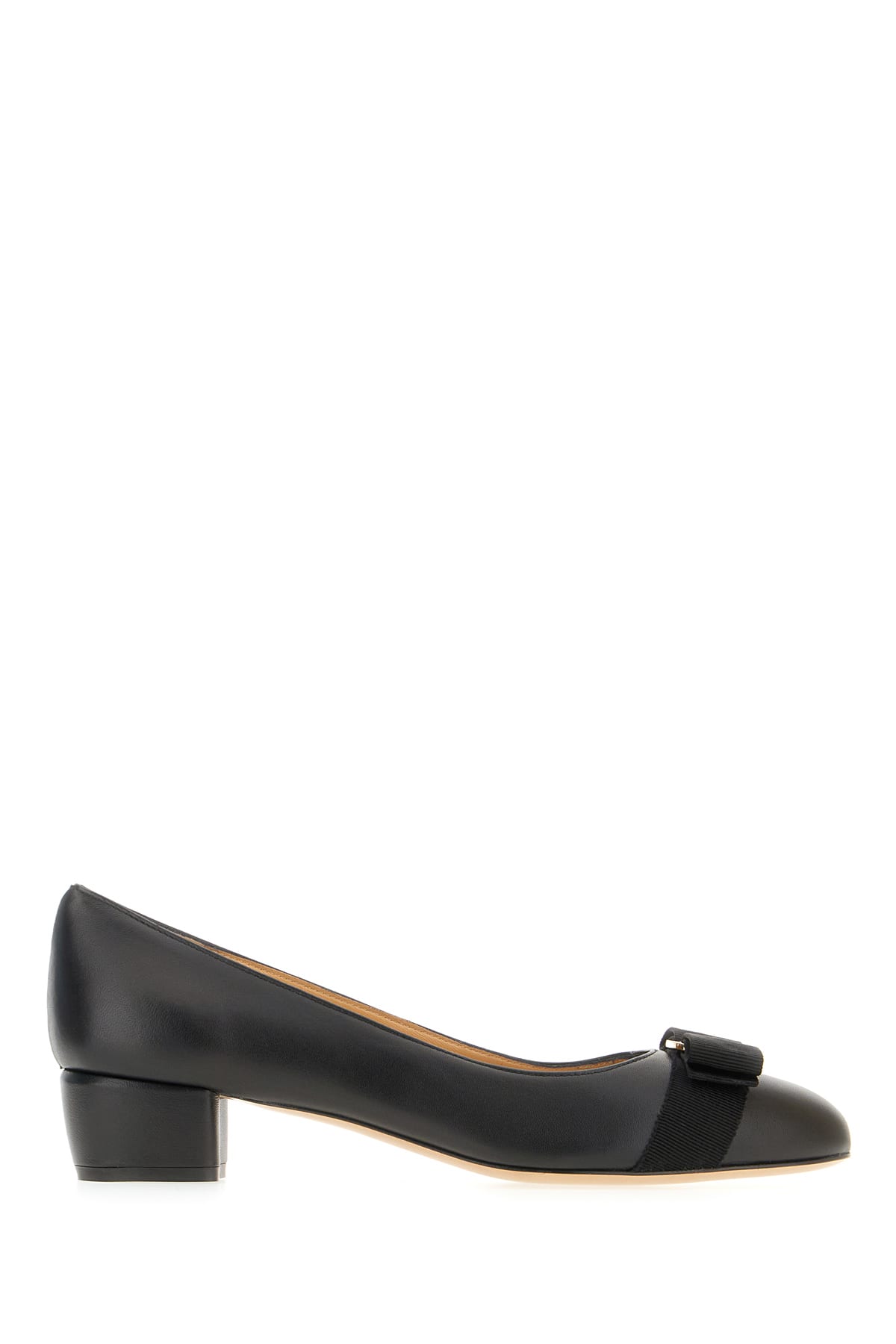 Ferragamo Black Nappa Leather Vara Pumps