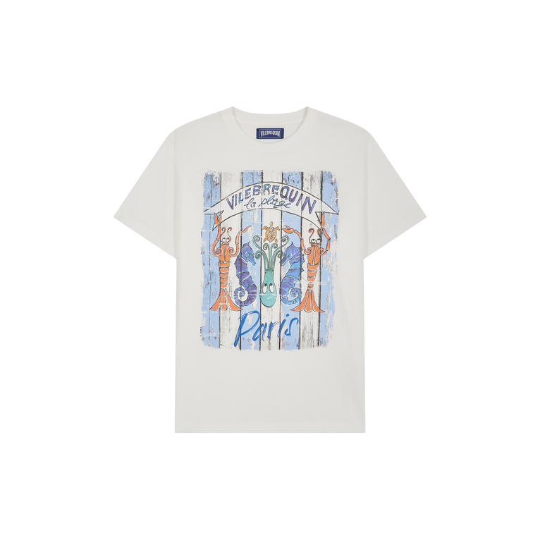Vilebrequin Men Cotton T-shirt Paris Plage - Portisol - White - Size 4XL