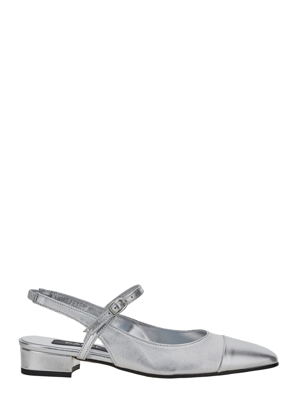 Carel oceano Silver Colored Slingback Ballet Shoes With Contrasting Toe In Leather Woman