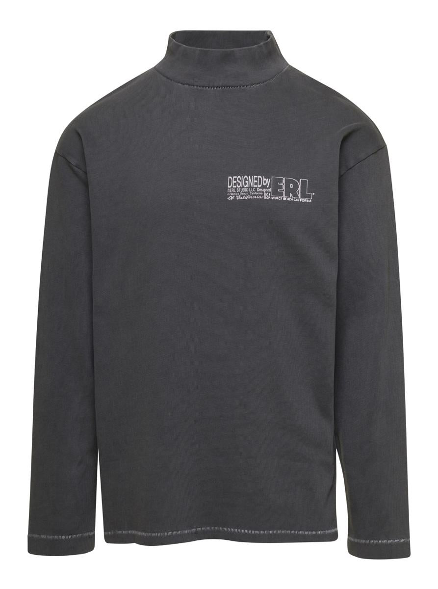 Black Pullover With Printed Logo In Cotton Unisex
