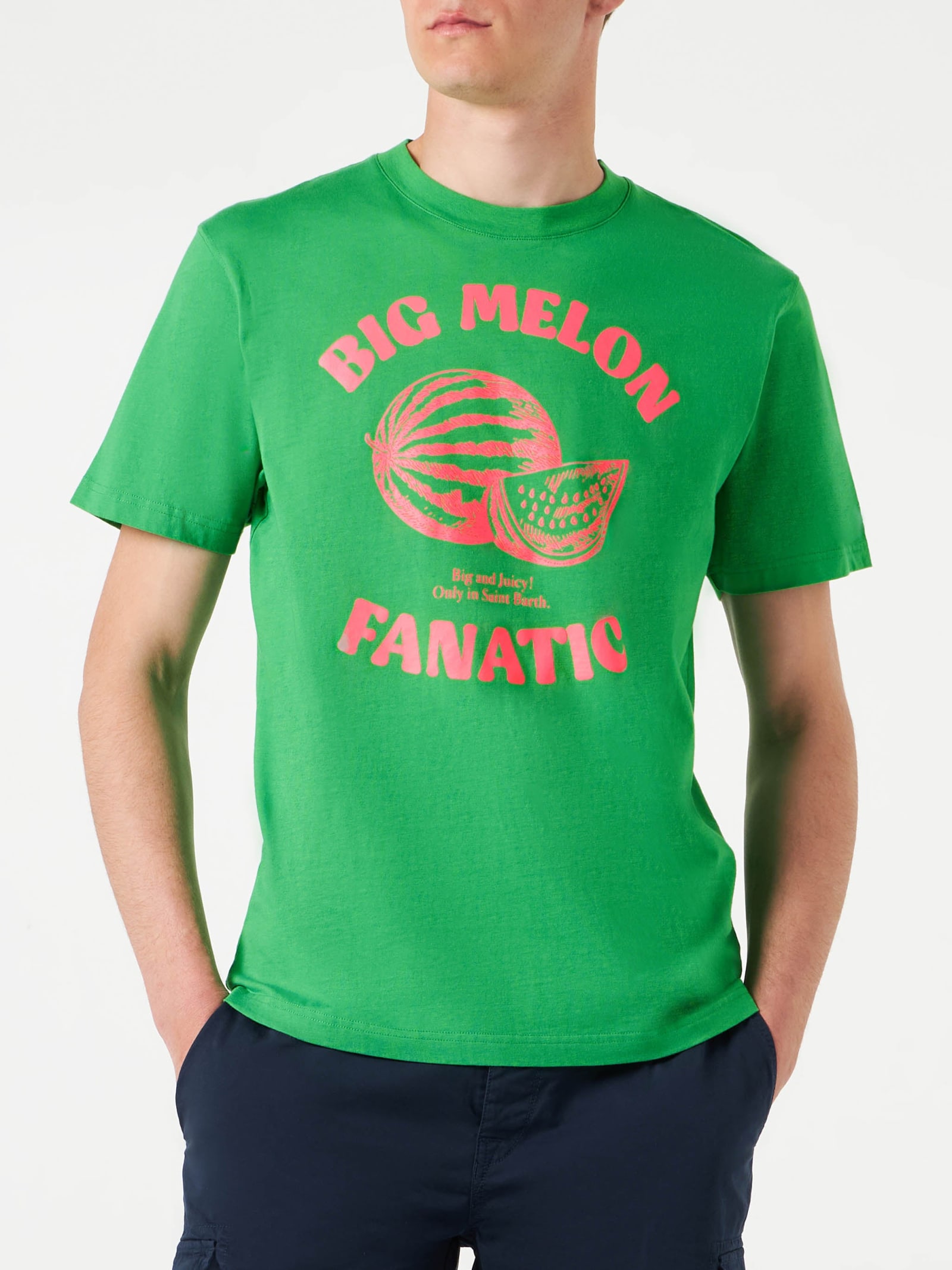 MC2 Saint Barth Man Cotton T-shirt With Watermelon Print