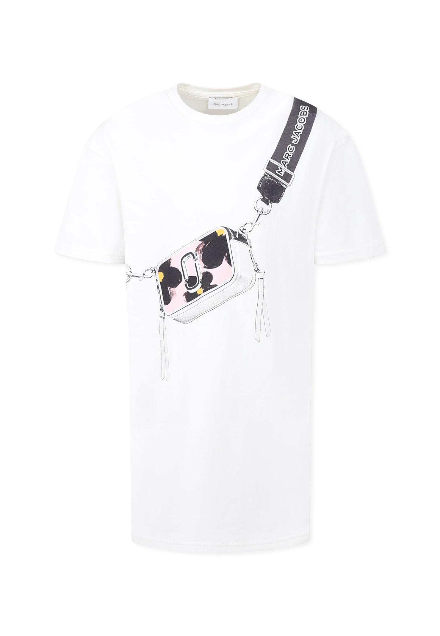 Little Marc Jacobs White Dress For Girl With Bag Print