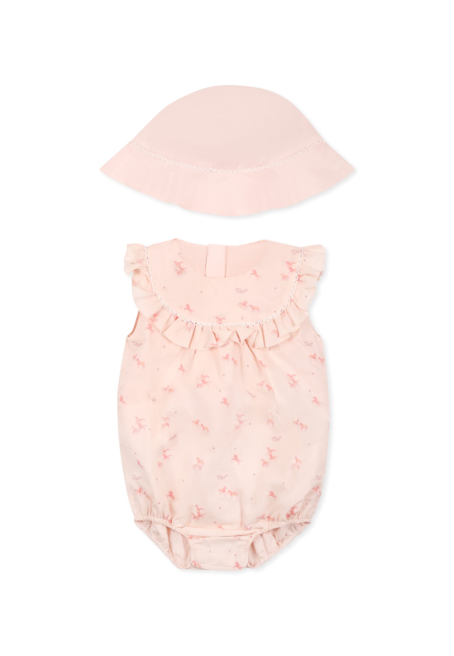 Chloé Pink Newborn Set For Baby Girl With Unicorns