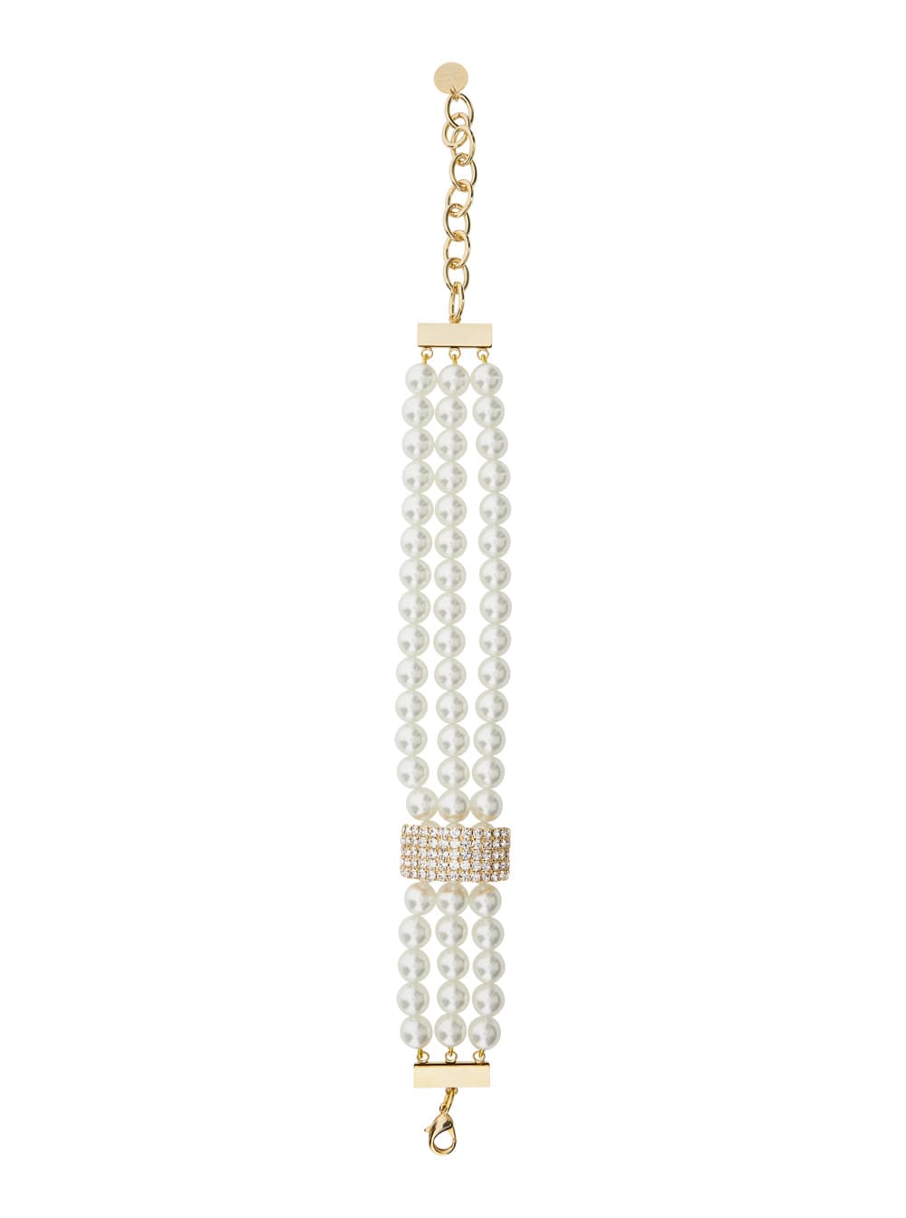 Silvia Gnecchi susy Metal-colored Necklace With All-over Glass Pearls And Adjustable Clasp In Brass Woman