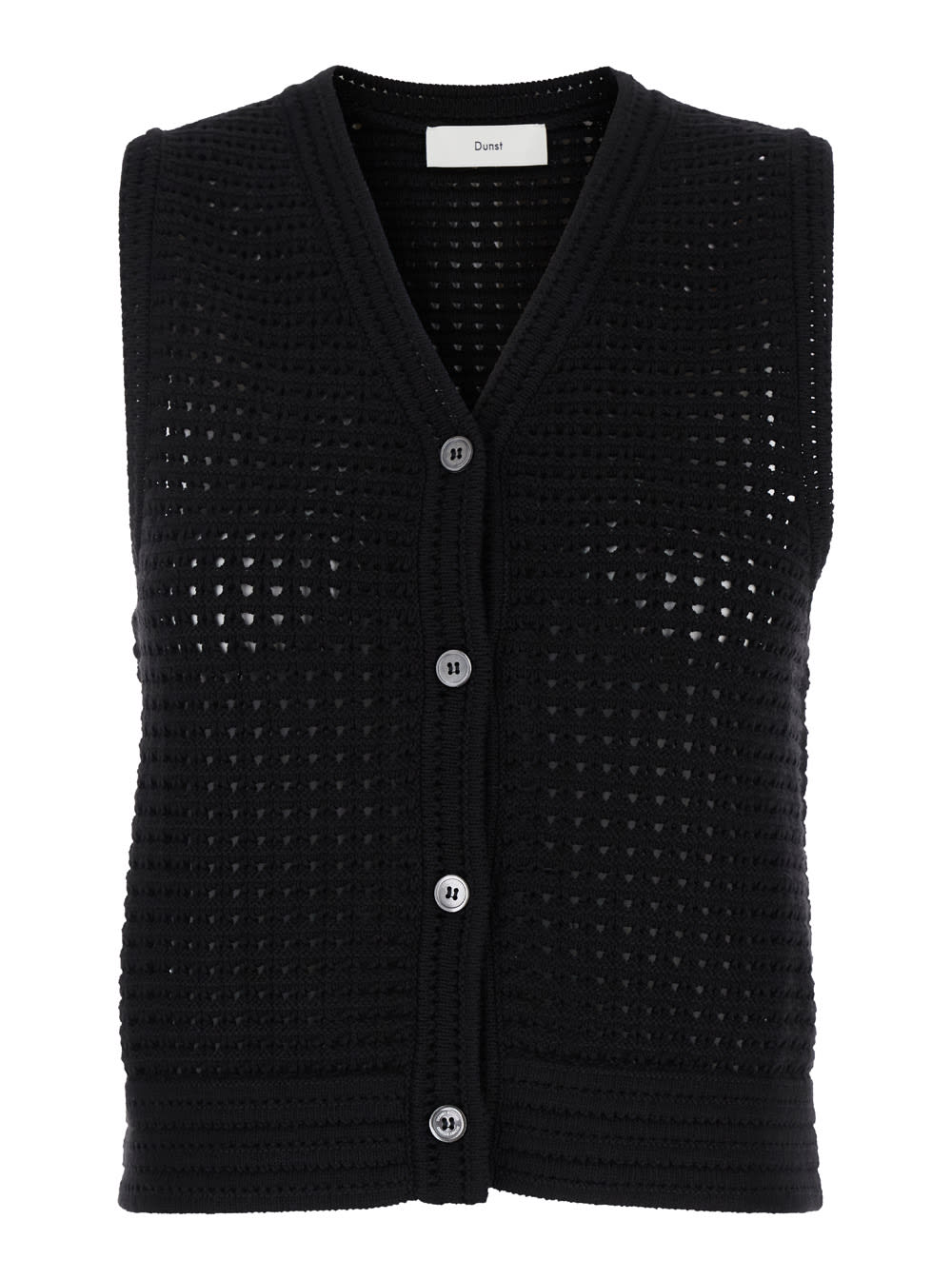 Dunst Black Knit Vest With Buttons In Cotton Woman