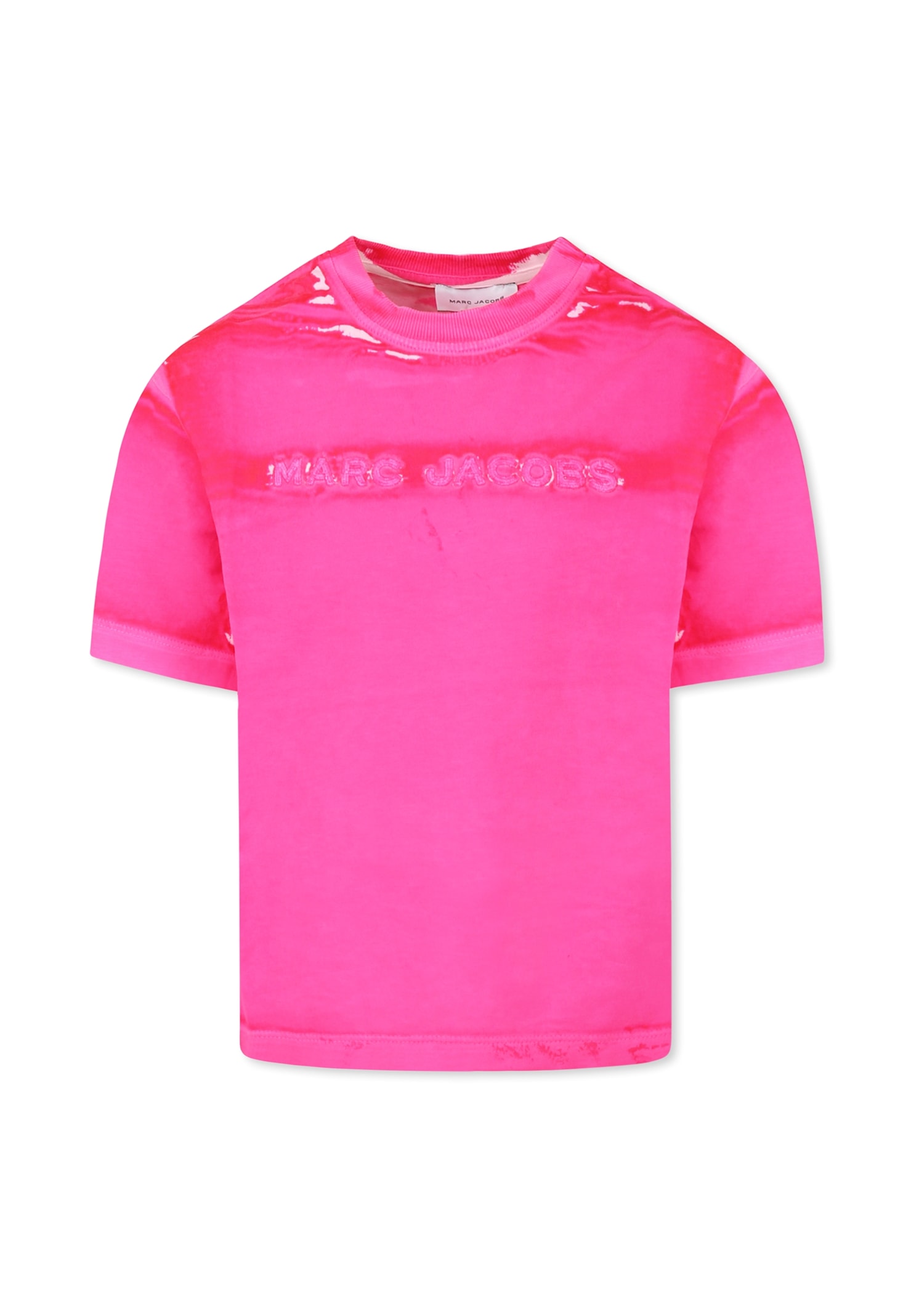 Little Marc Jacobs Fuchsia T-shirt For Girl With Logo