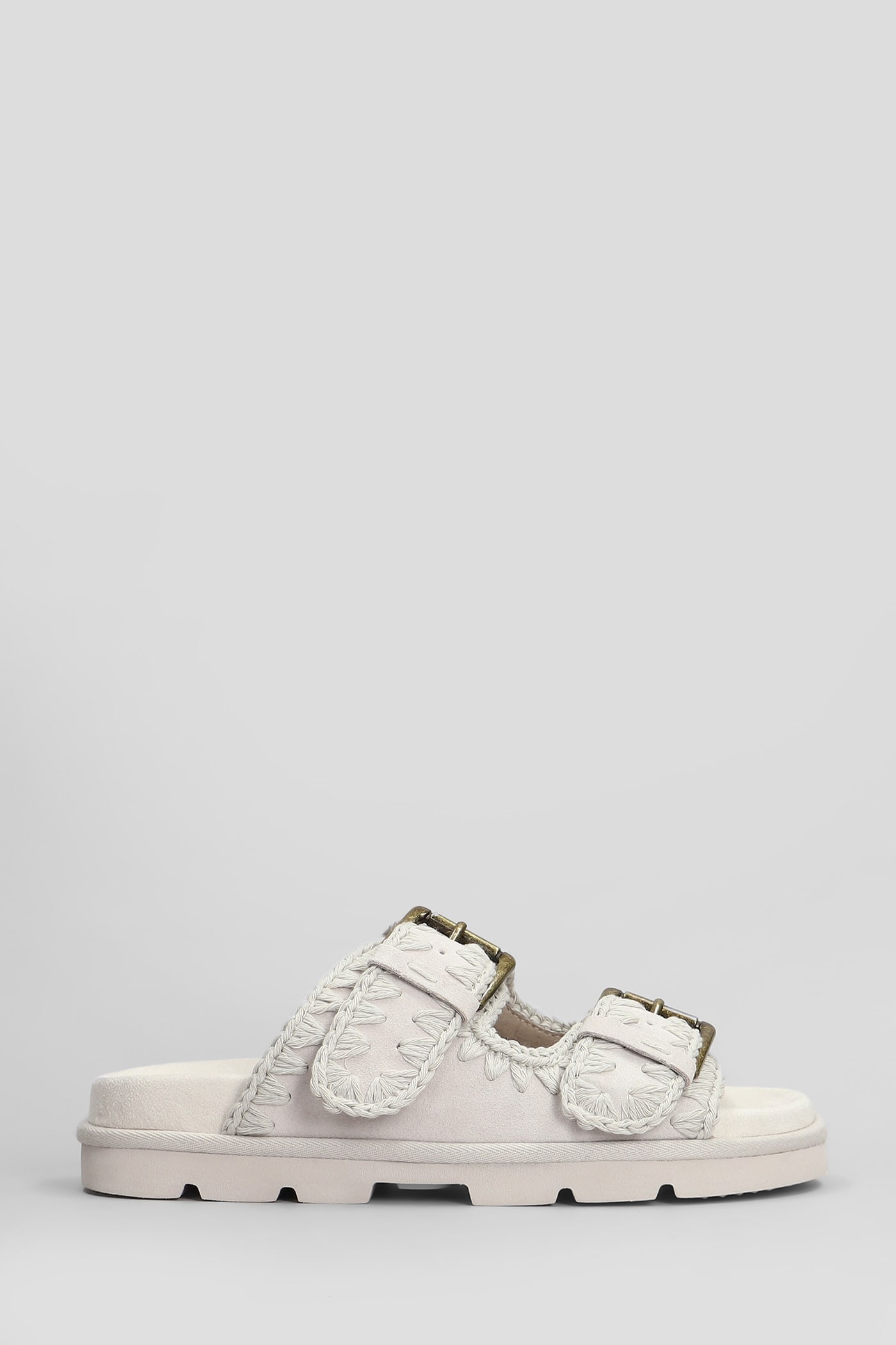 Mou Low Bio Flats In Grey Suede