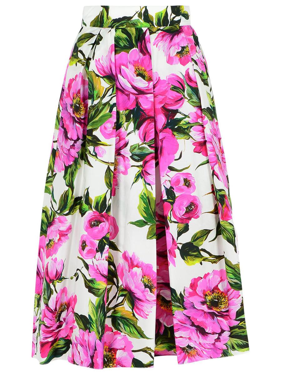 Dolce & Gabbana 'Peonie' Pink Cotton Skirt