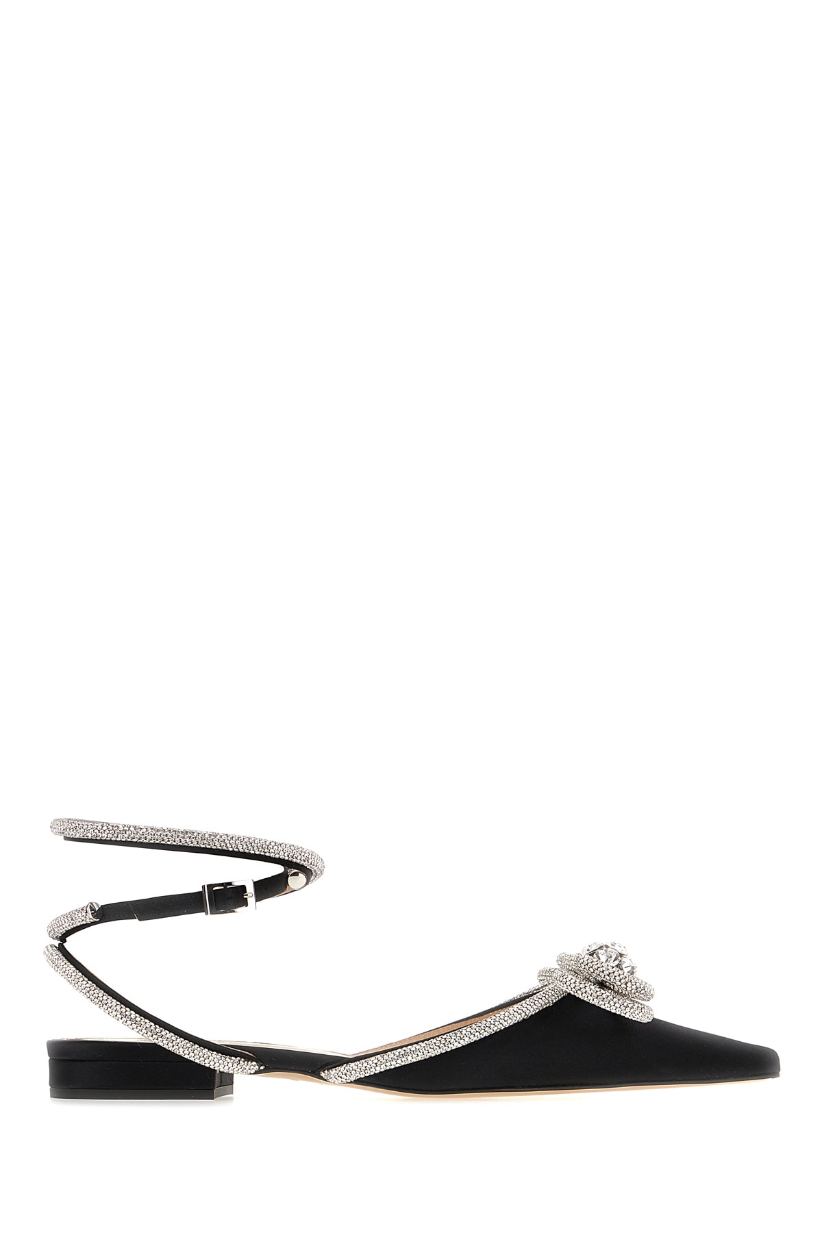 Mach & Mach Black Satin Double Bow Ballerinas