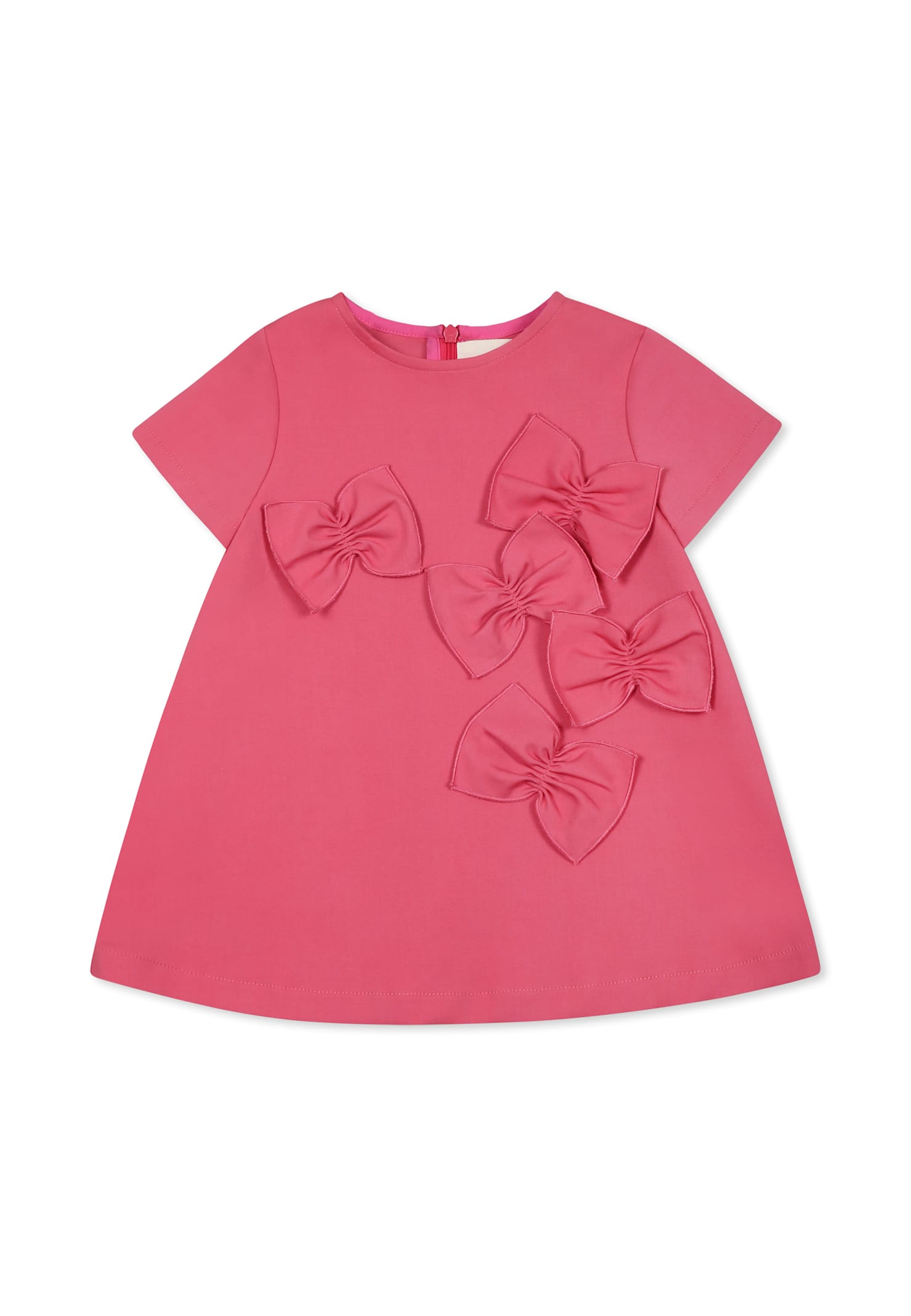 Simonetta Fuchsia Dress For Baby Girl With Bows