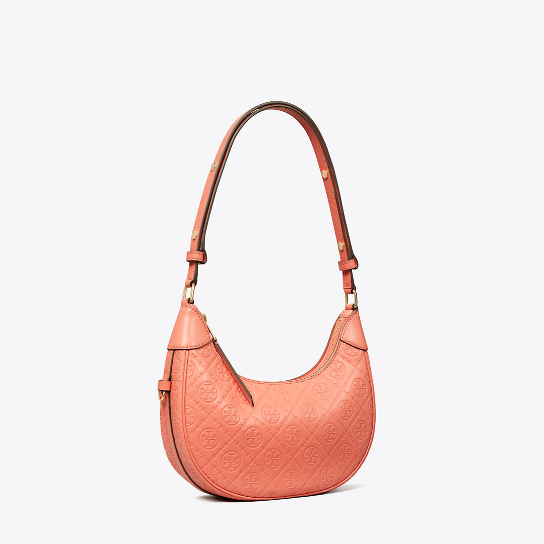 Tory Burch T Monogram Leather Crescent Bag