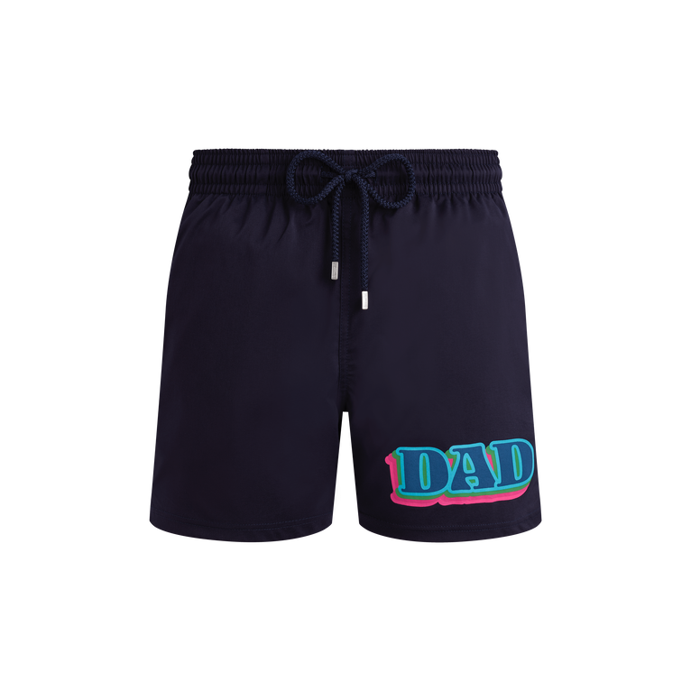 Vilebrequin Men Stretch Short Swim Shorts Dad And Son - Moorise - Blue - Size XL