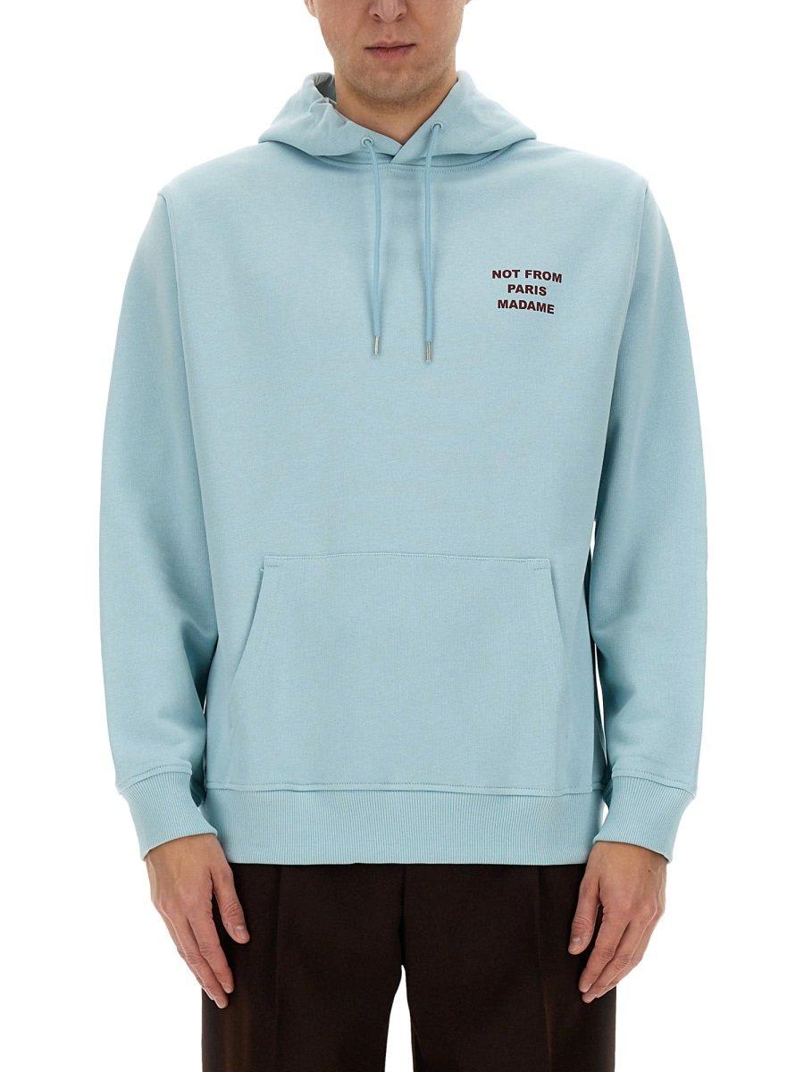 Drôle de Monsieur Slogan Printed Drawstring Hoodie