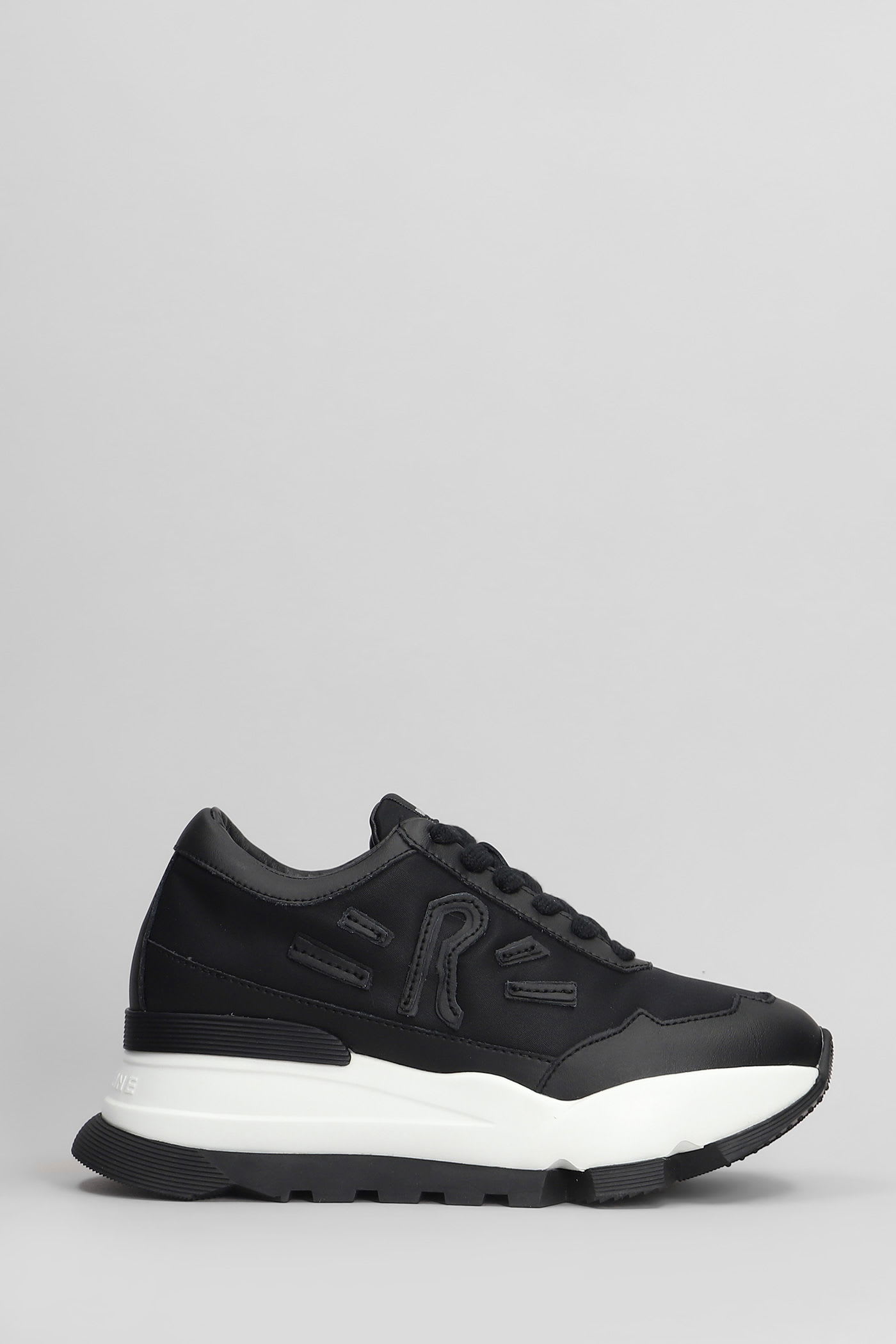 Ruco Line Aki Sneakers In Black Leather And Fabric