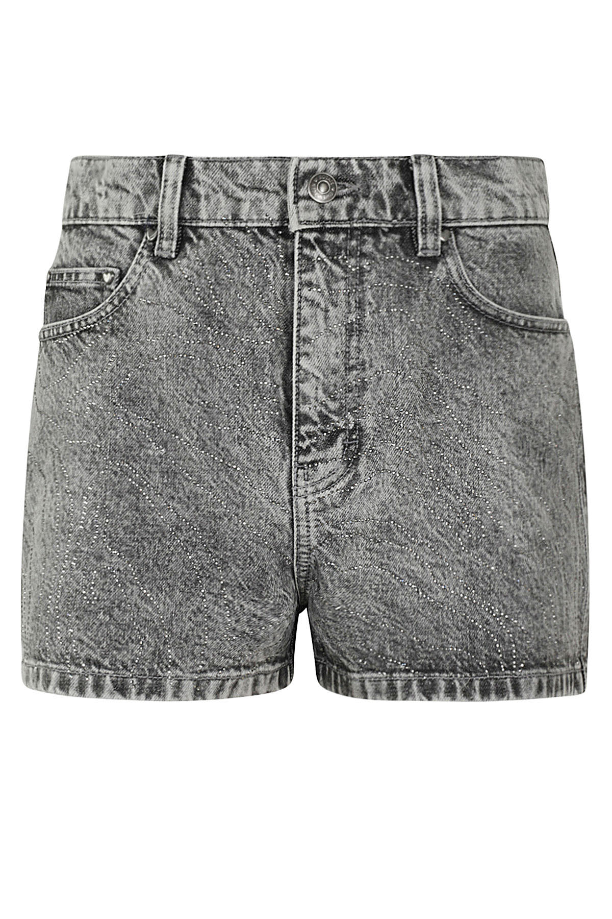 Rotate by Birger Christensen Denim Shorts With Rhinestone