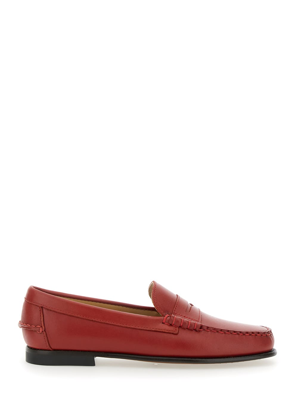 Sebago danielle Pop Red Loafers With Bevelled Toe And Low Stacked Heel In Leather Woman