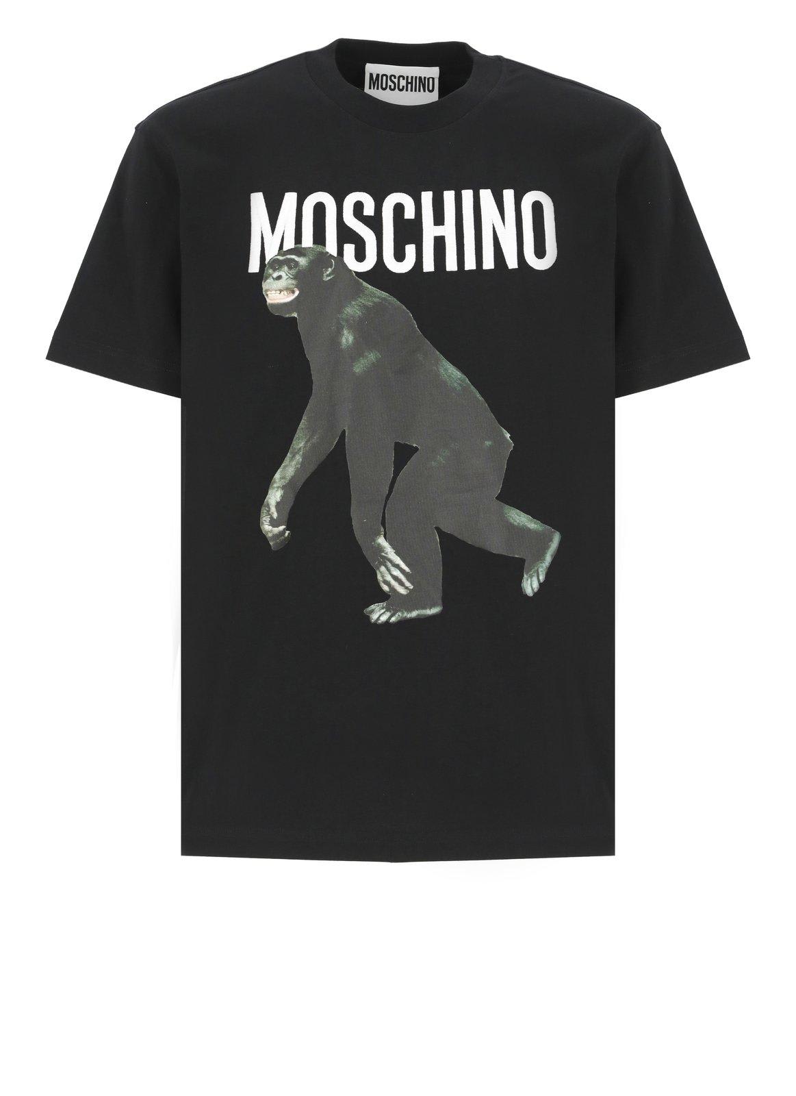 Moschino Logo Printed Crewneck T-shirt