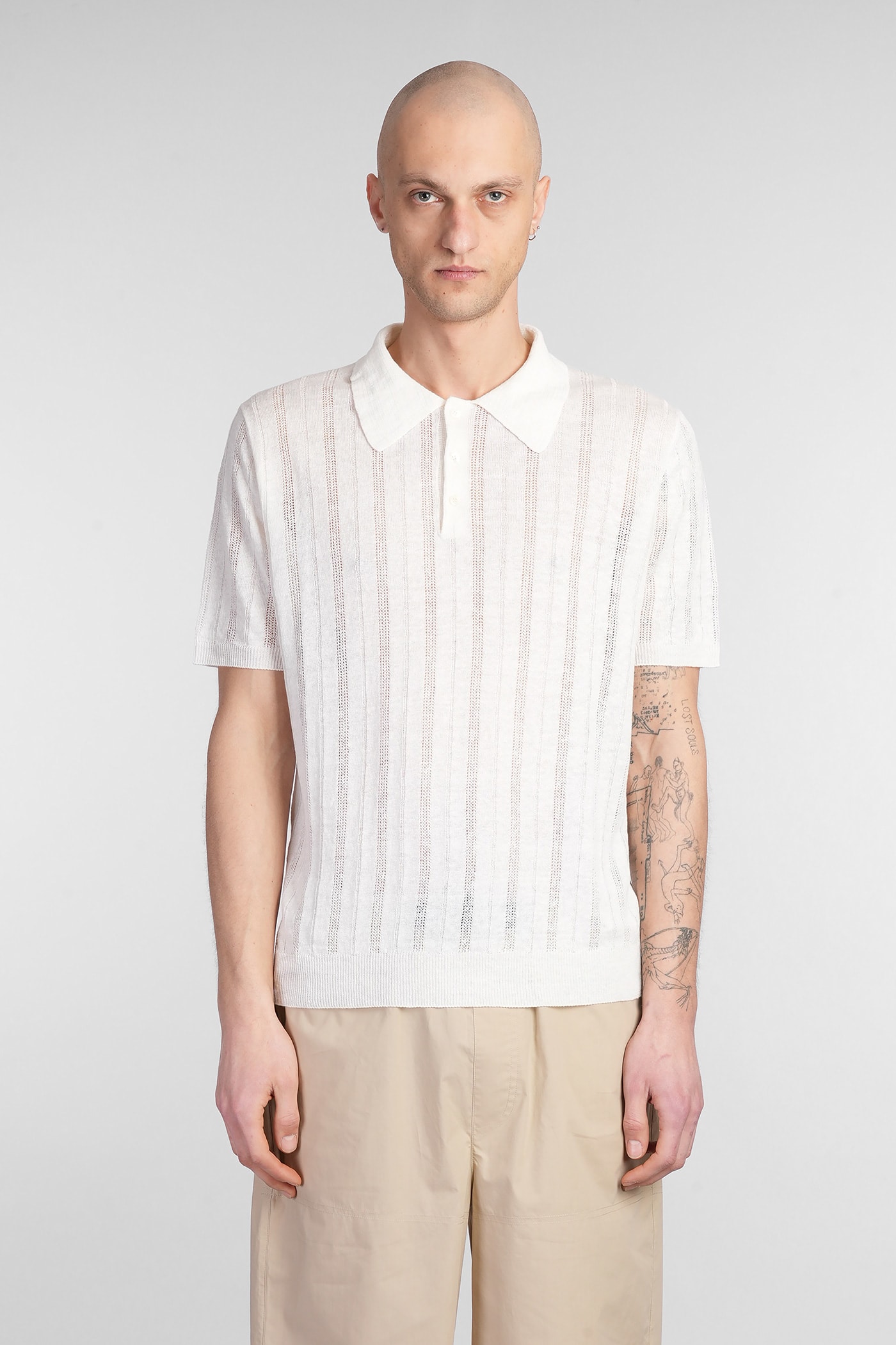 Roberto Collina Polo In White Linen