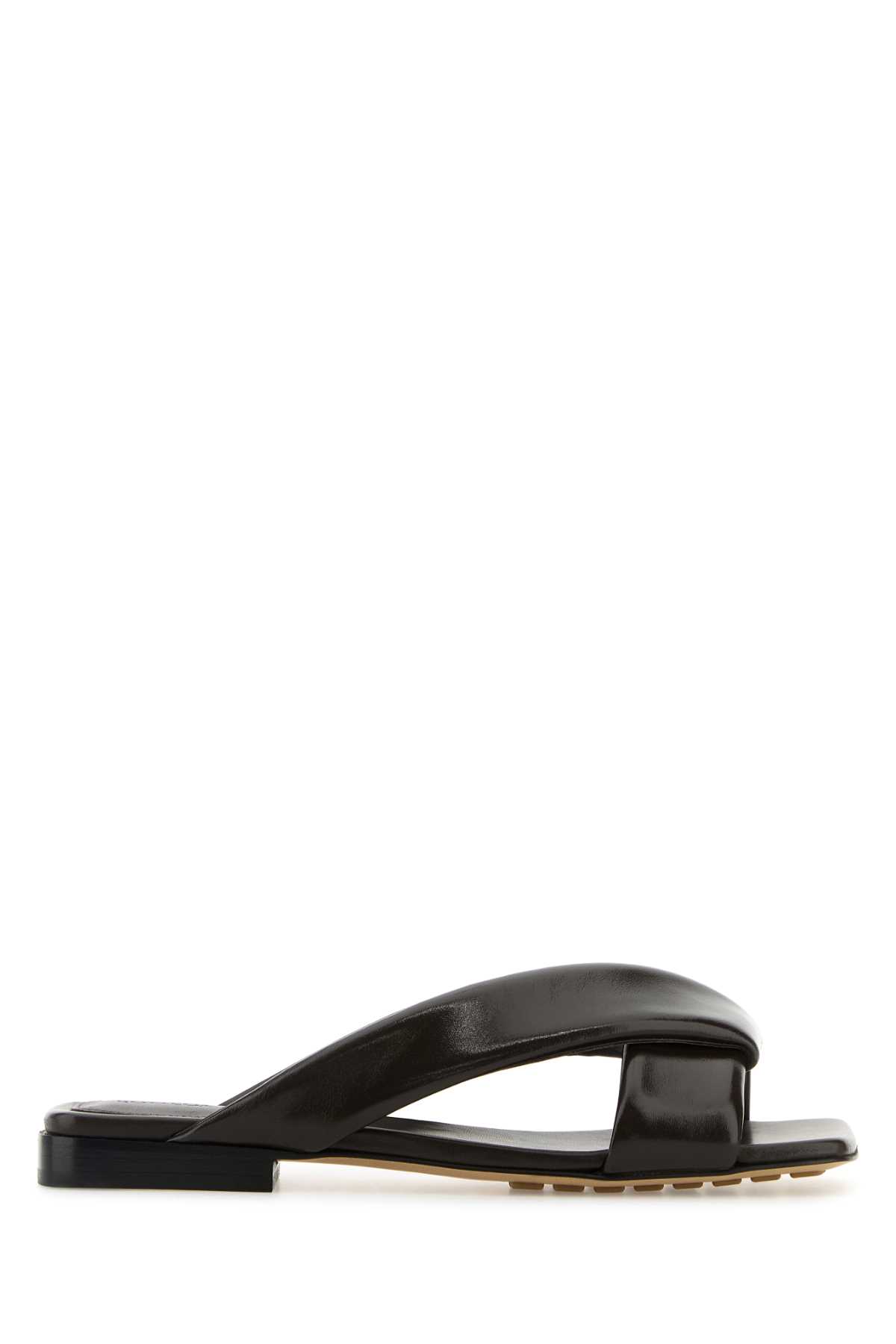 Bottega Veneta Dark Brown Leather Riva Slippers